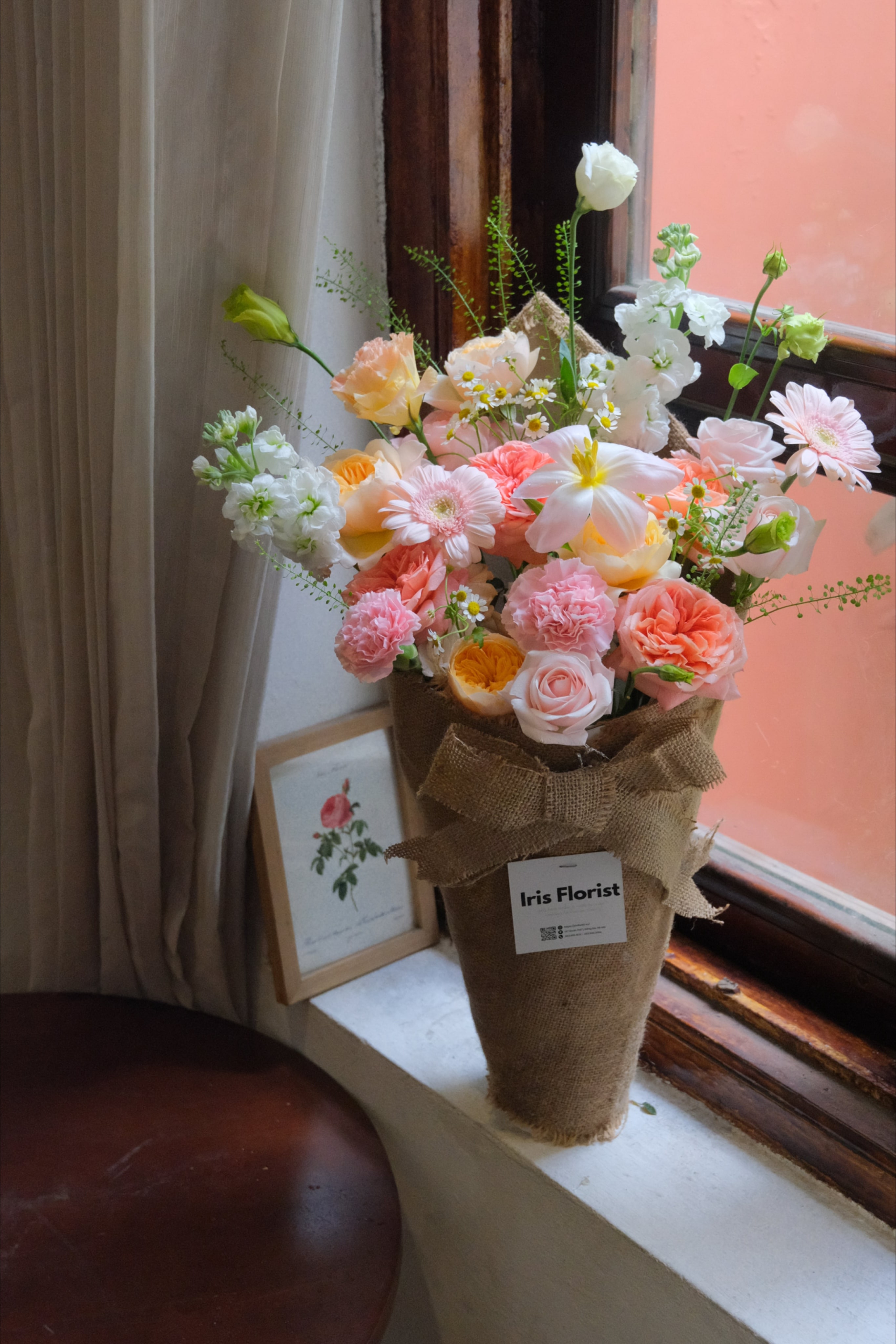 Cốc Hoa Tone Hồng Cam