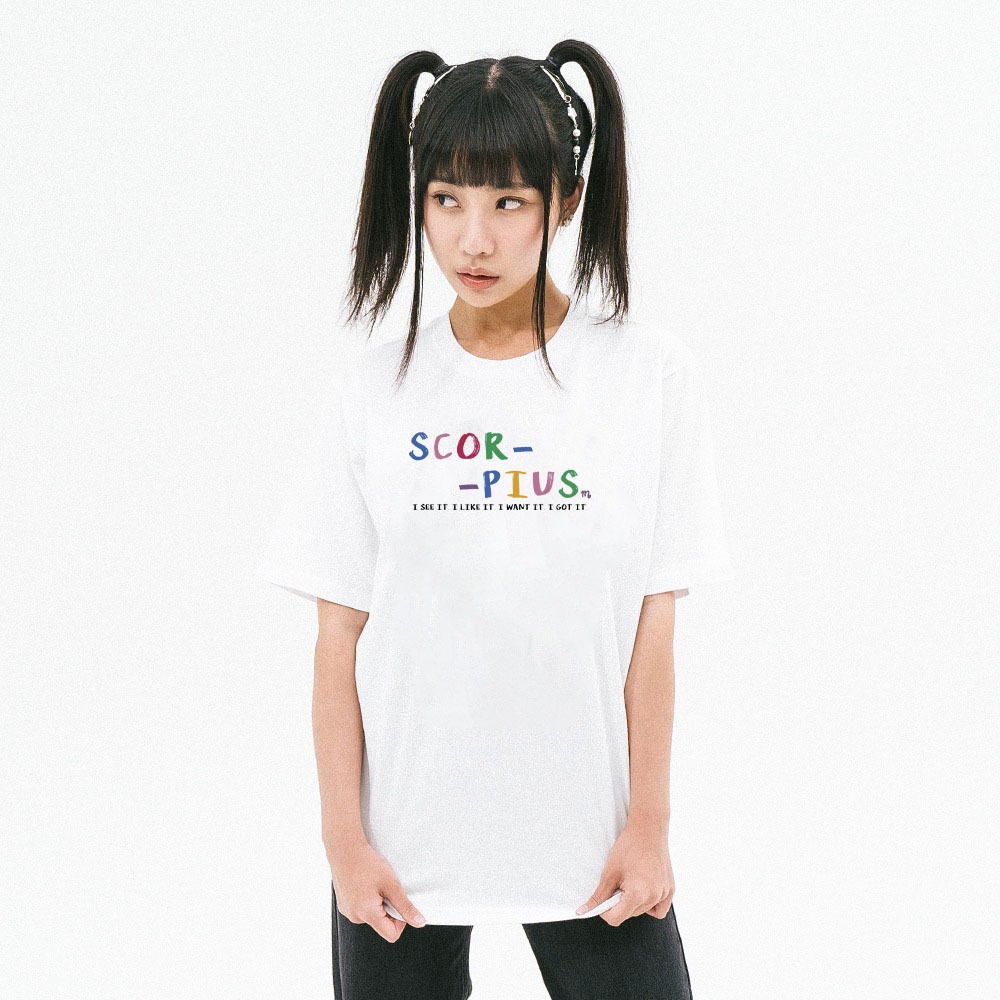 Áo thun nữ form rộng ATD379 cung hoàng đạo Bò Cạp SCORPIUS Miucho cotton cổ tròn in typography_thumbnail_2