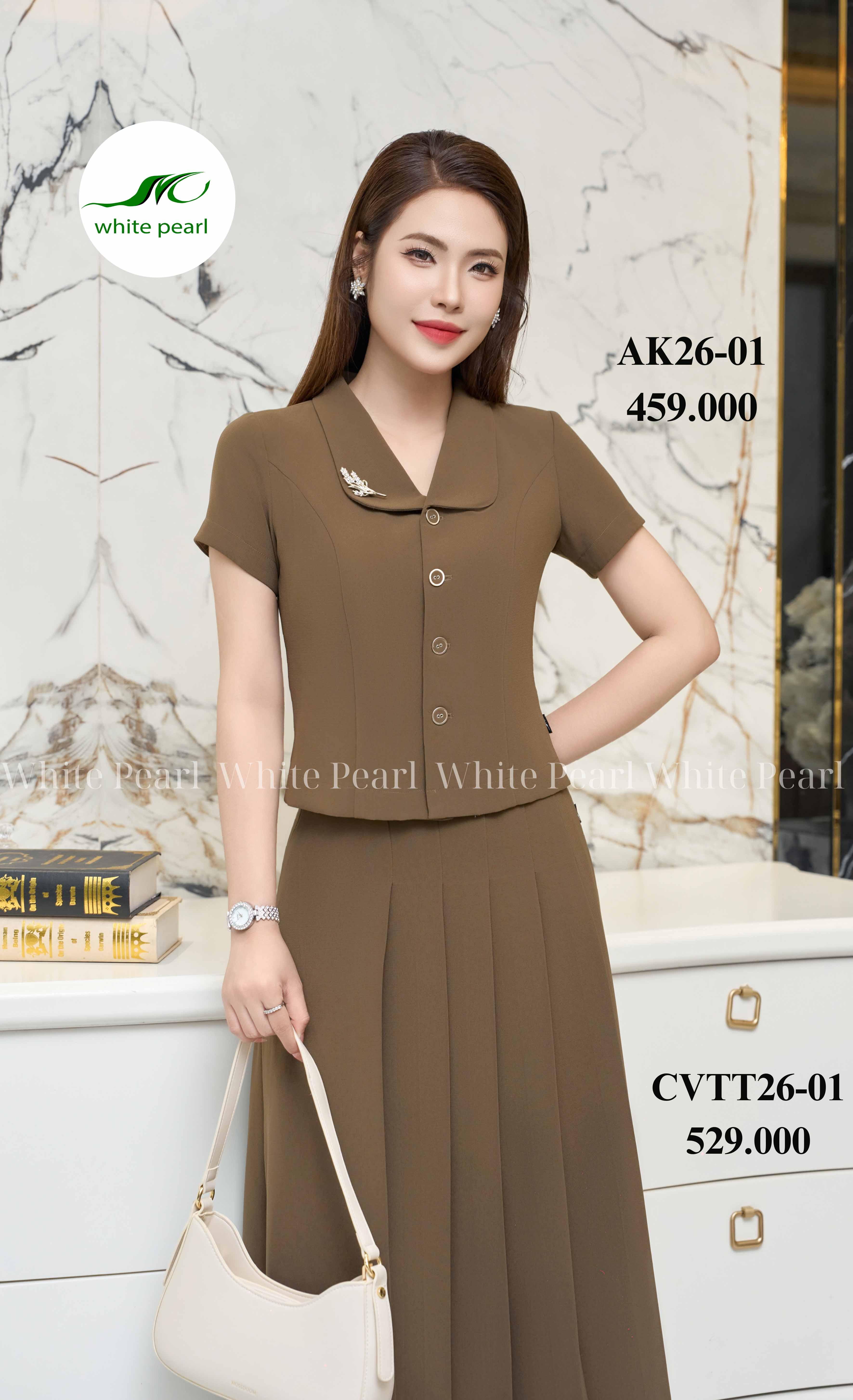 Áo ký giả cổ sam thời trang công sở nữ cao cấp White Pearl_thumbnail_2