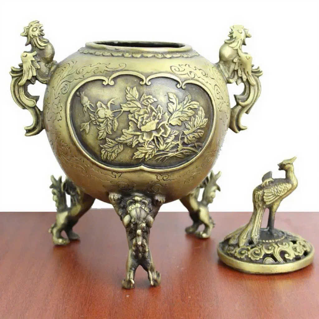 Lư xông trầm bằng đồng nắp công KT 20CM X 15CM _thumbnail_2