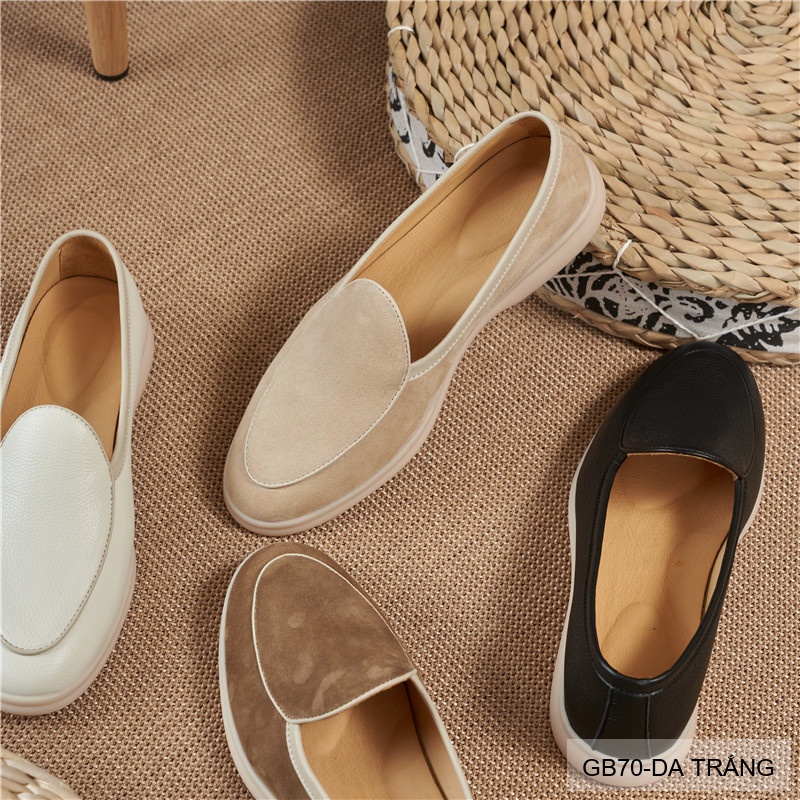 GB70 - Giày Lười Nam Da Bò Phong Cách Anh Quốc, Đế Mềm Thoáng Khí, 4 Màu Da Trắng Kaki Mơ Đen_thumbnail_29