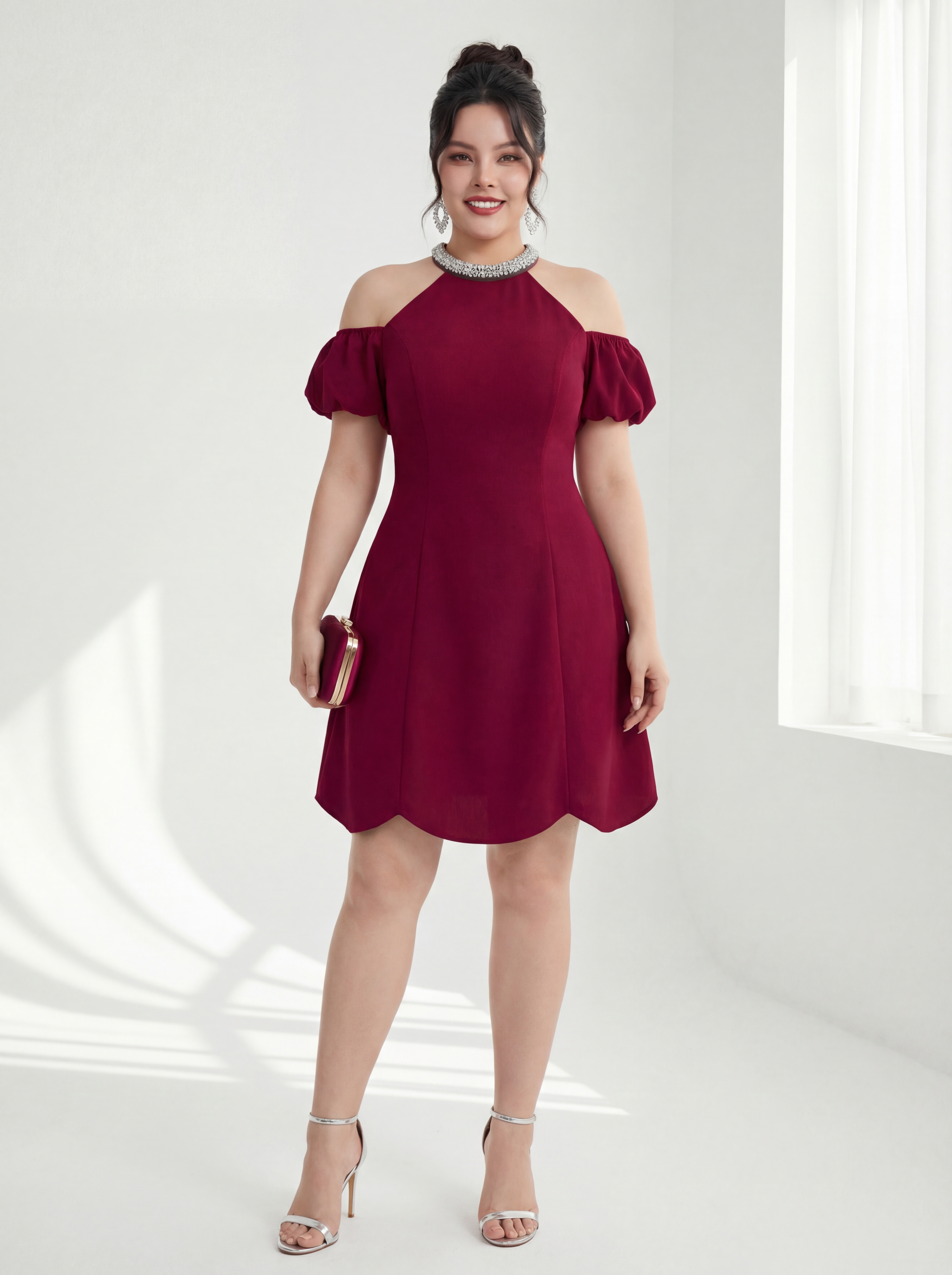 BIGSIZE -Đầm dáng A phối đính cườm V-DA196