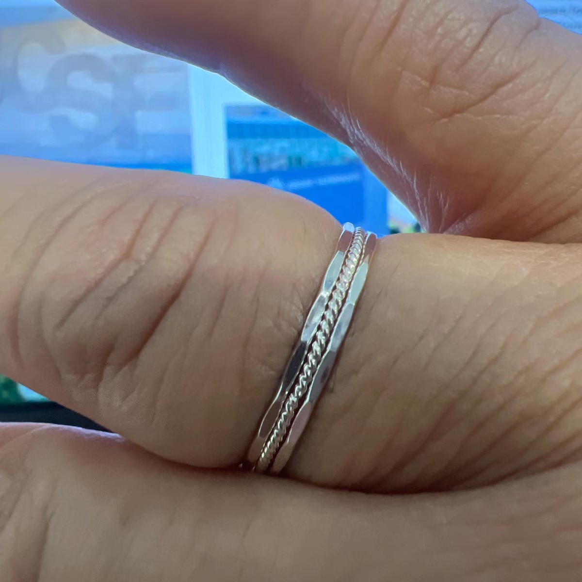 Elegant 3-Piece Gold Filled Ring Trio • Handmade Hammered & Twist Stackable Set_thumbnail_9