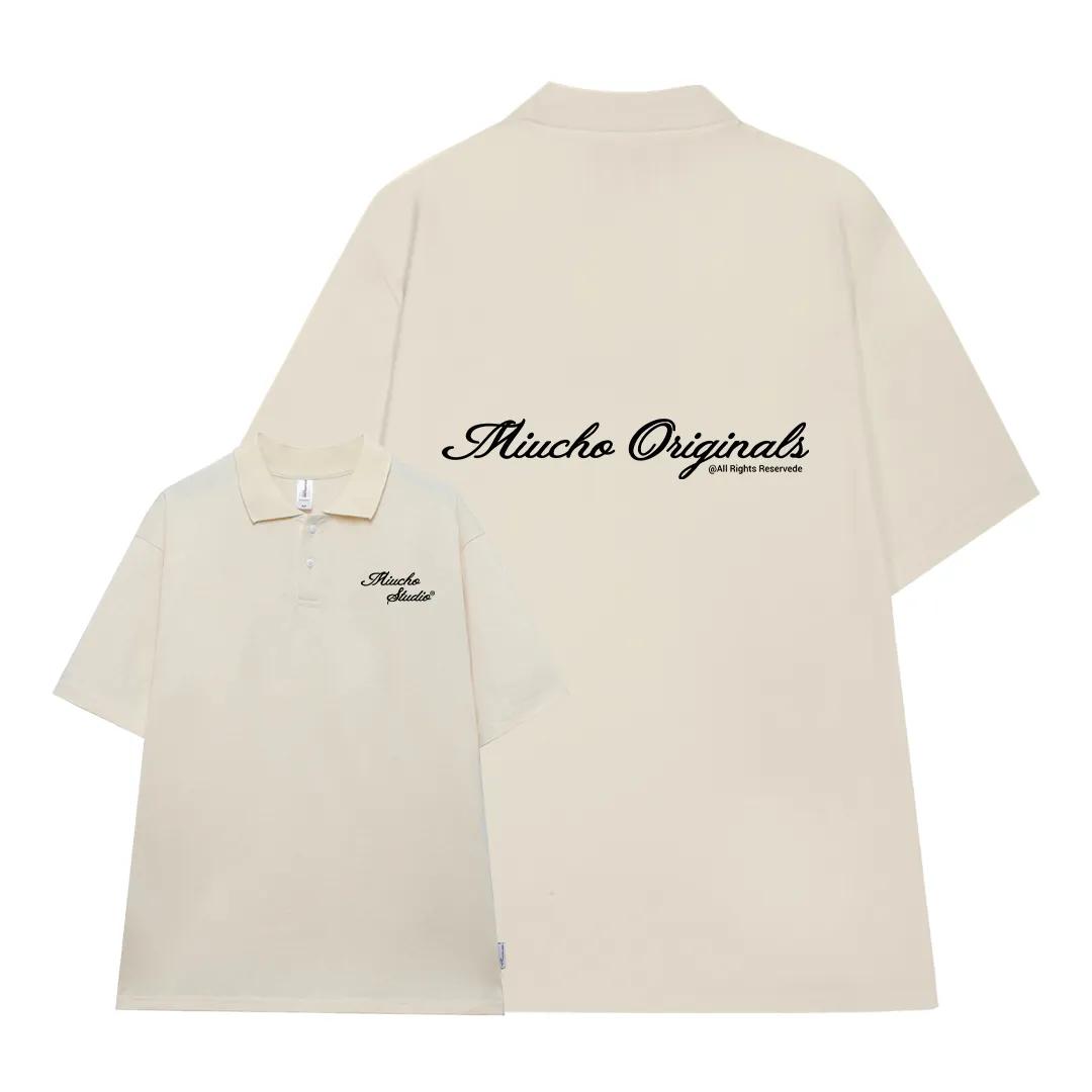 Áo polo unisex form oversize 2484 Miucho tay ngắn cổ trụ vải cotton thoáng mát cao cấp in typography_thumbnail_10