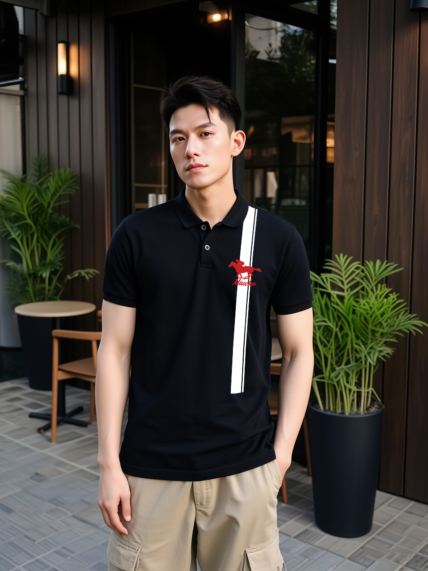 Áo polo nam phong cách vintage PLCSD2427 Miucho Iconic form vừa tay ngắn cổ trụ in artwork_thumbnail_5