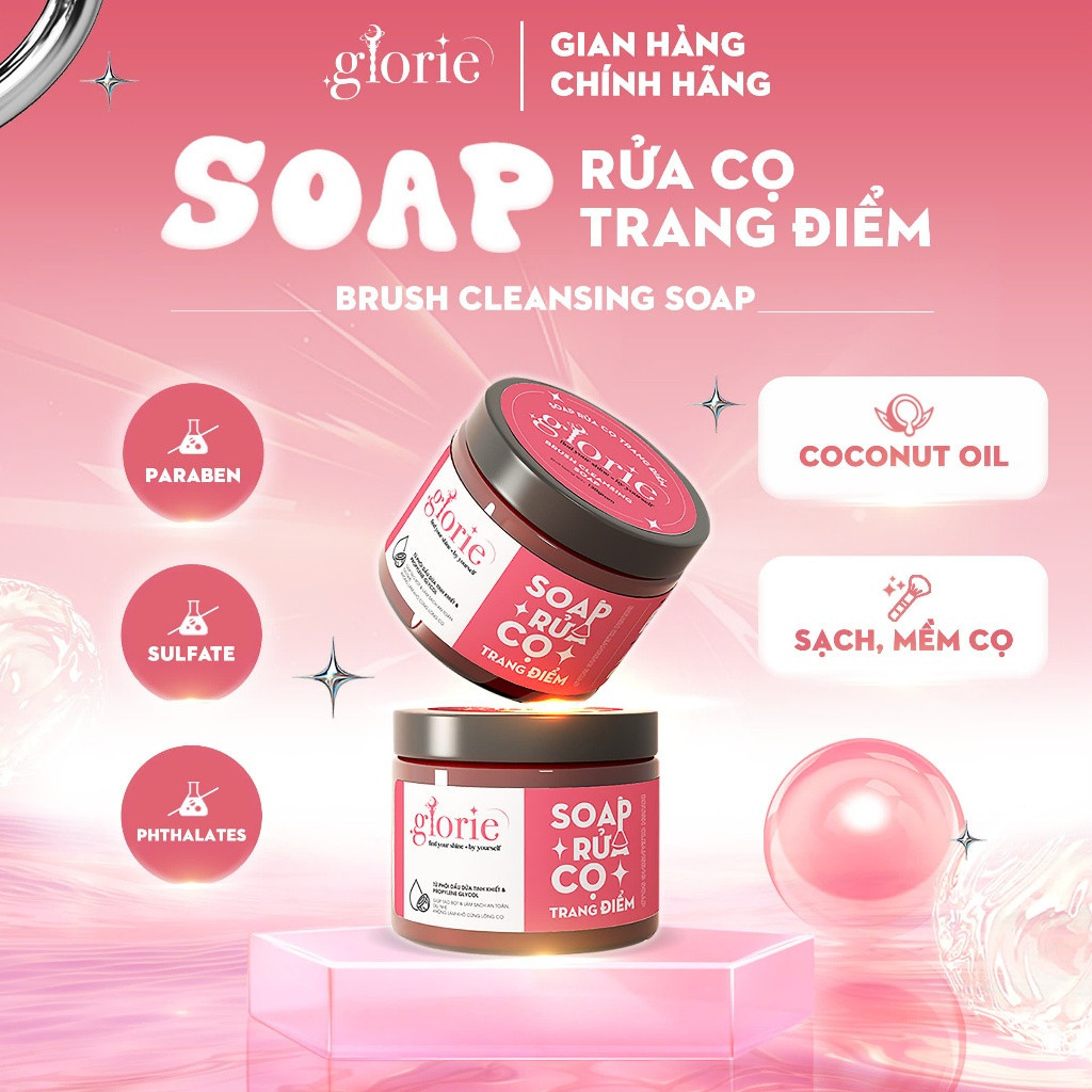 [GLORIE] Soap giặt cọ trang điểm Glorie dừa 130g
