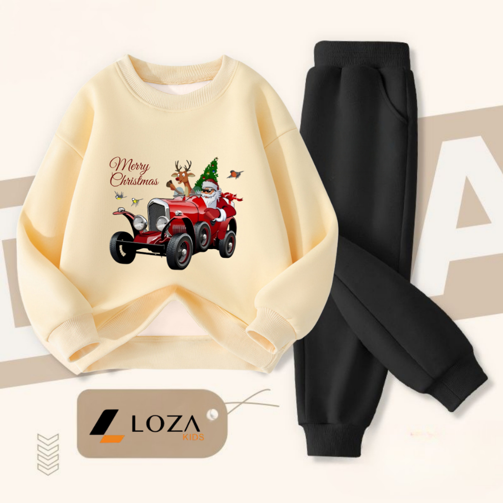 Set bộ nỉ bé gái, bé trai in hình Ông già Noel - Loza Kids BI489_thumbnail_2