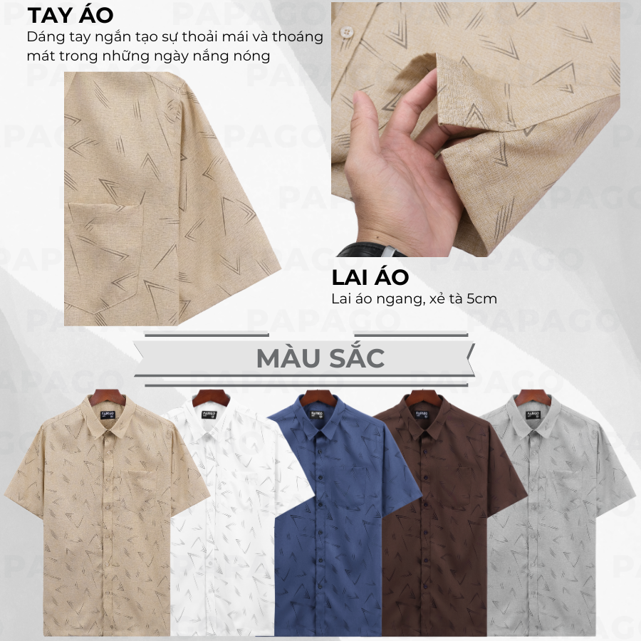 Áo sơ mi nam trung niên PAPAGO tay ngắn vải xô đũi thoáng mát lai ngang in họa tiết - P25SNHT012_thumbnail_5