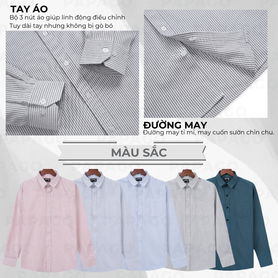Áo sơ mi nam Trung niên tay dài chất liệu Oxford sọc cao cấp - P25SDKD003_thumbnail_4