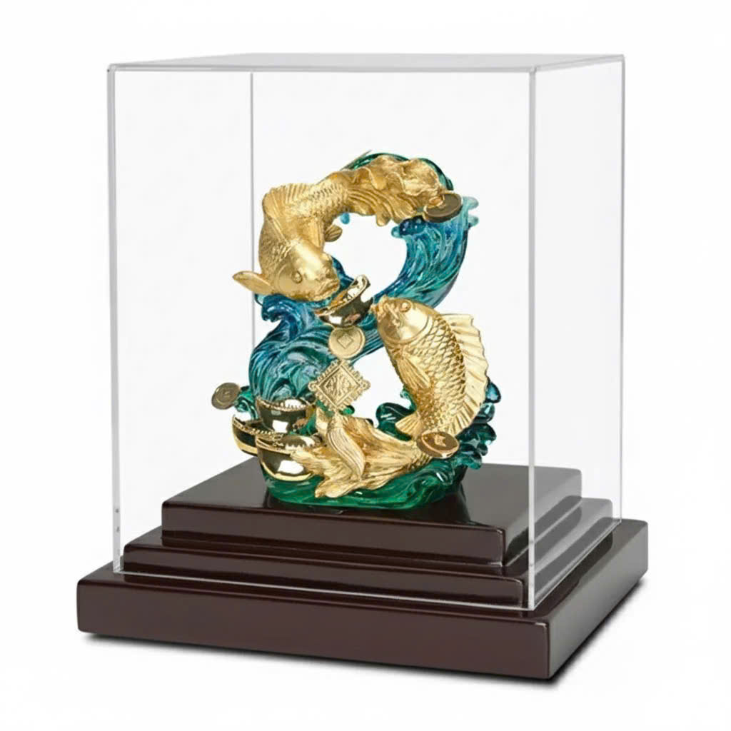 Quà tặng Đôi Cá Chép mạ vàng 24k KT 18 X15 X 12CM_thumbnail_2
