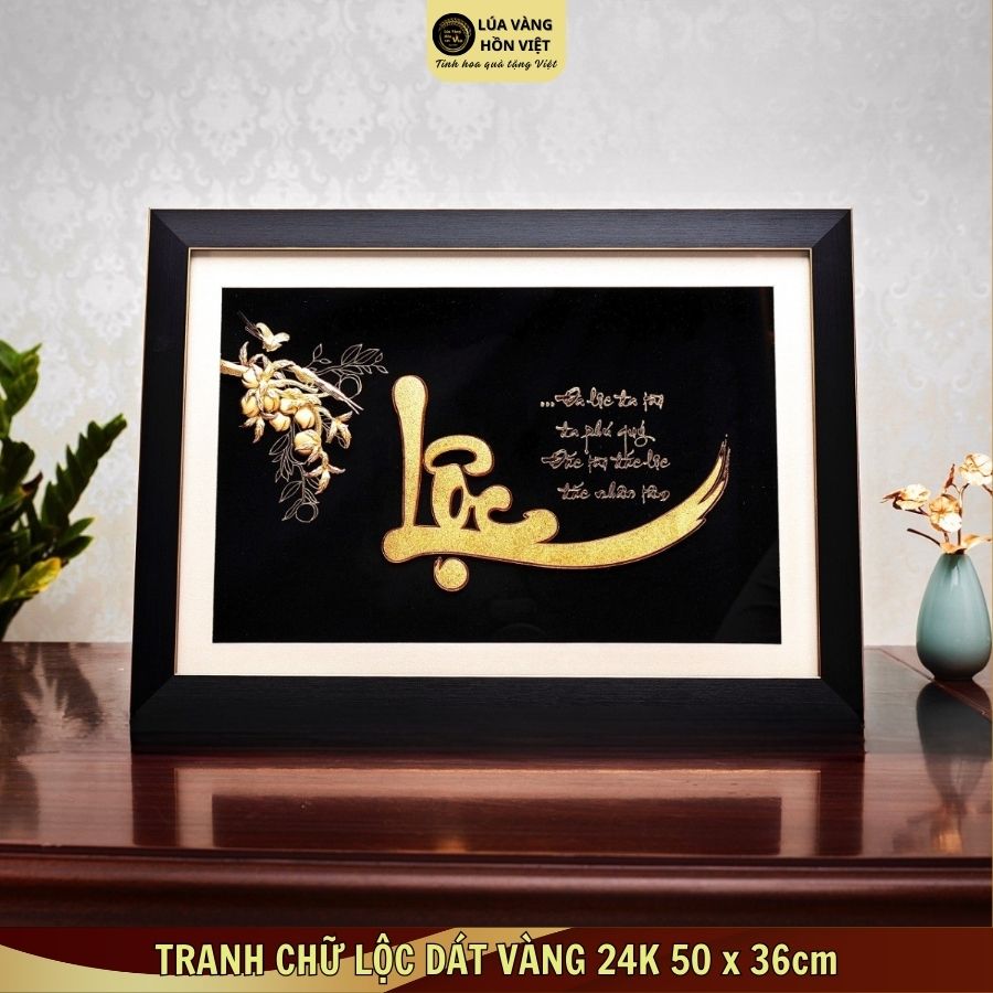 TRANH CHỮ LỘC DÁT VÀNG 24K 50x36cm_thumbnail_1
