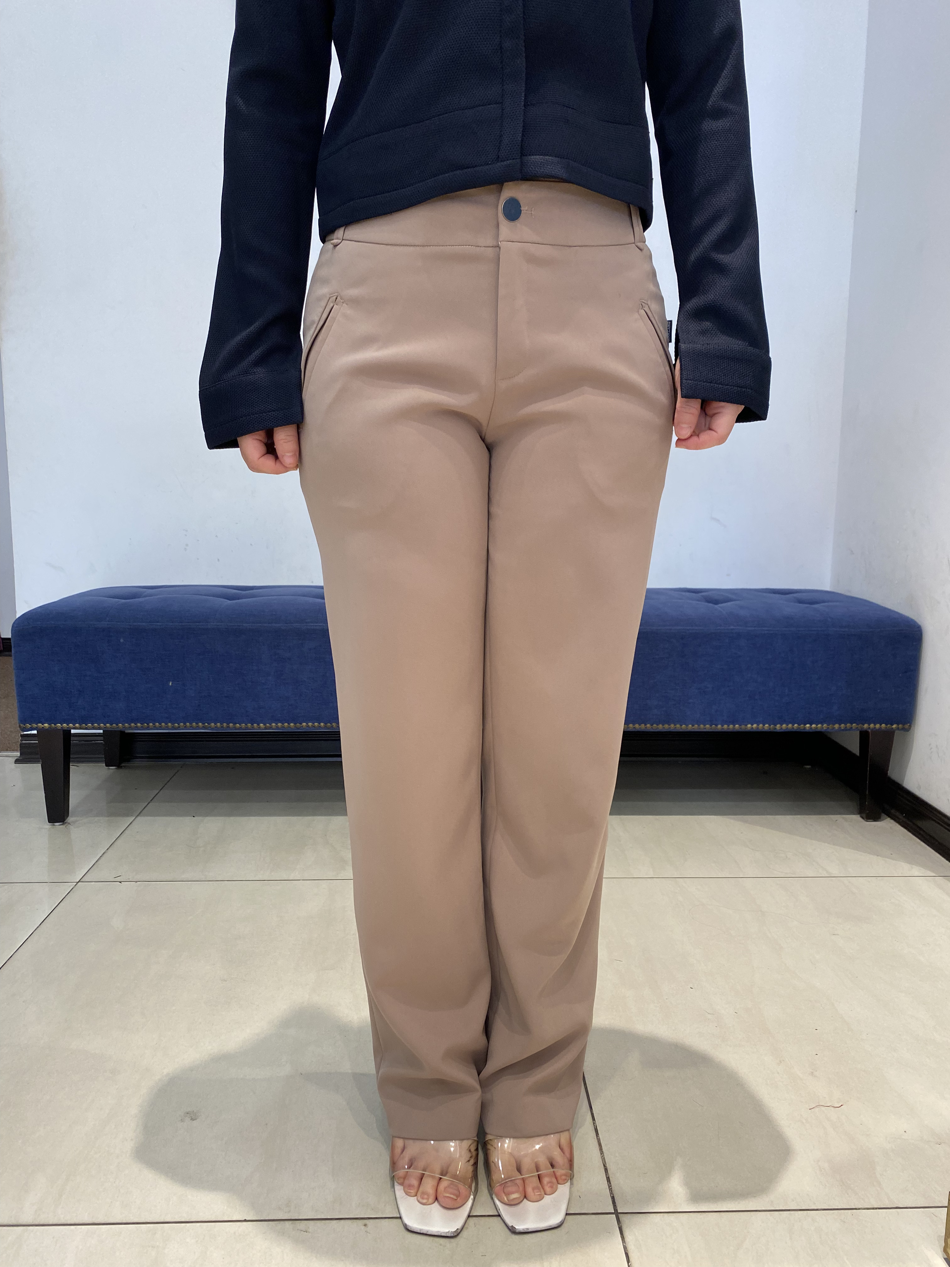 Quần Suông cạp tiêu chuẩn vải Tuytxi dày màu be