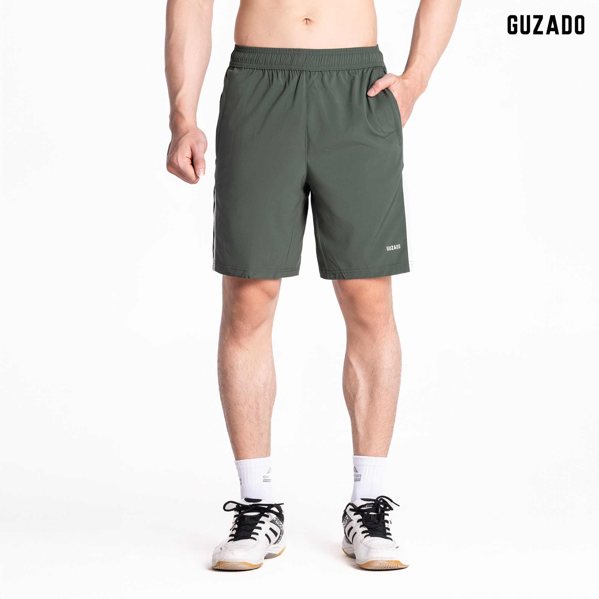 Quần Short Nam Thể Thao GUZADO Vải Gió,Phối Sọc GSR08_thumbnail_6