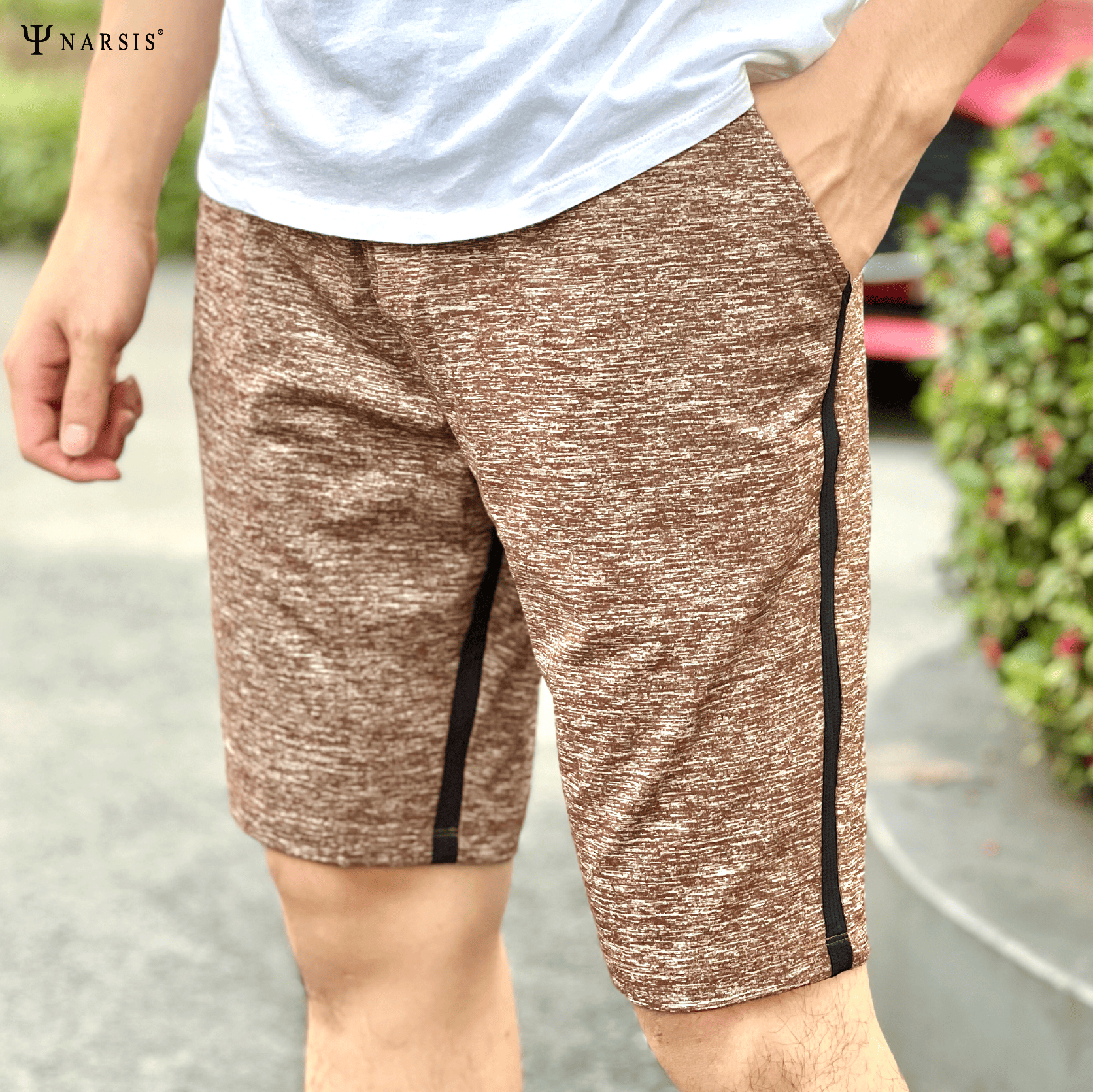 QUẦN ĐÙI NAM NARSIS GHI XƯỚC THỂ THAO CHẤT VẢI THOÁNG, MỀM MẠI, CO GIÃN THOẢI MÁI VẬN ĐỘNG S23016..._thumbnail_3