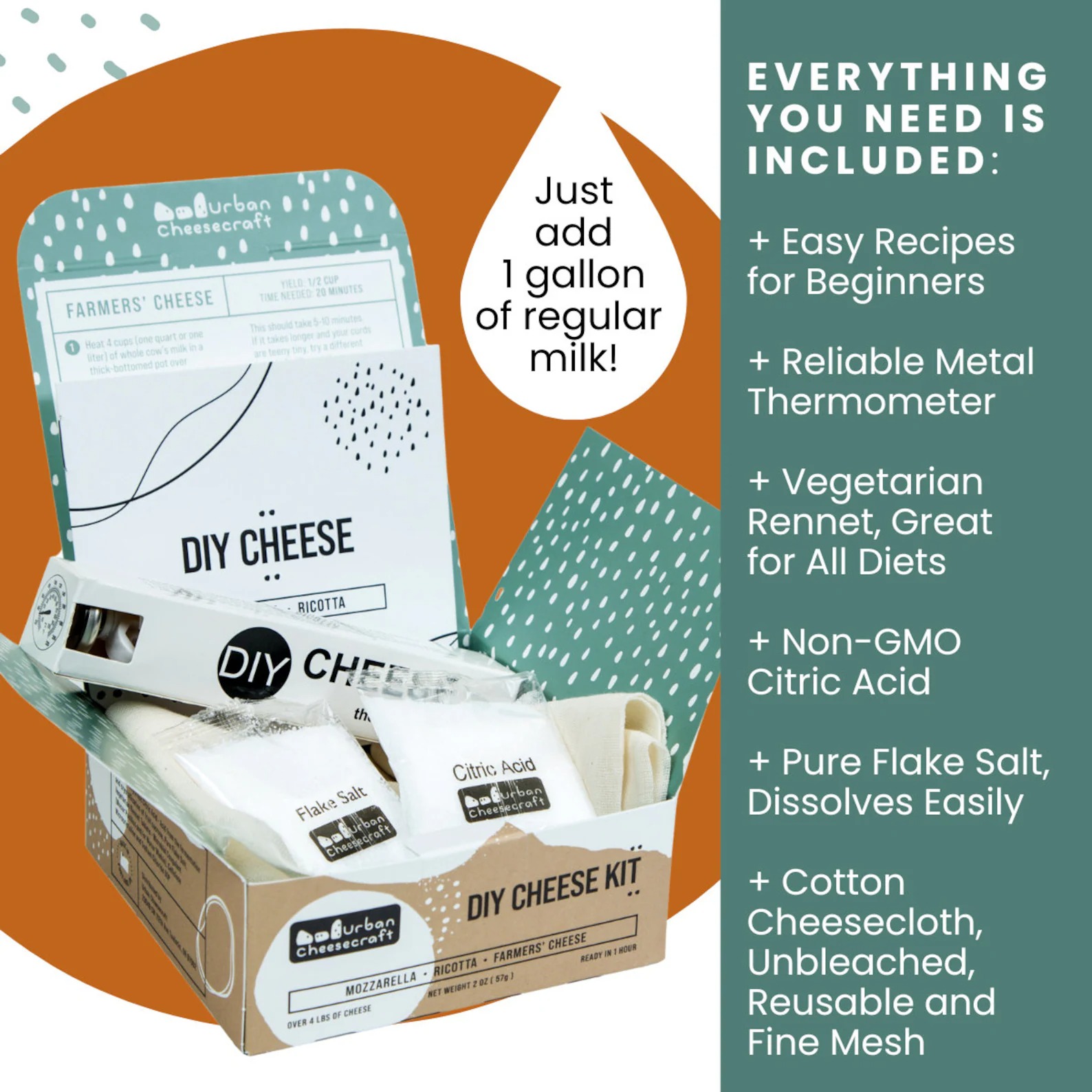 Cheesemaker’s Starter Box – Create Fresh Mozzarella, Ricotta & Farm Cheese