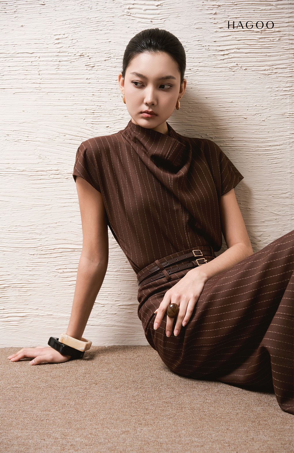 Set áo cổ liền đổ tay hến HAGOO