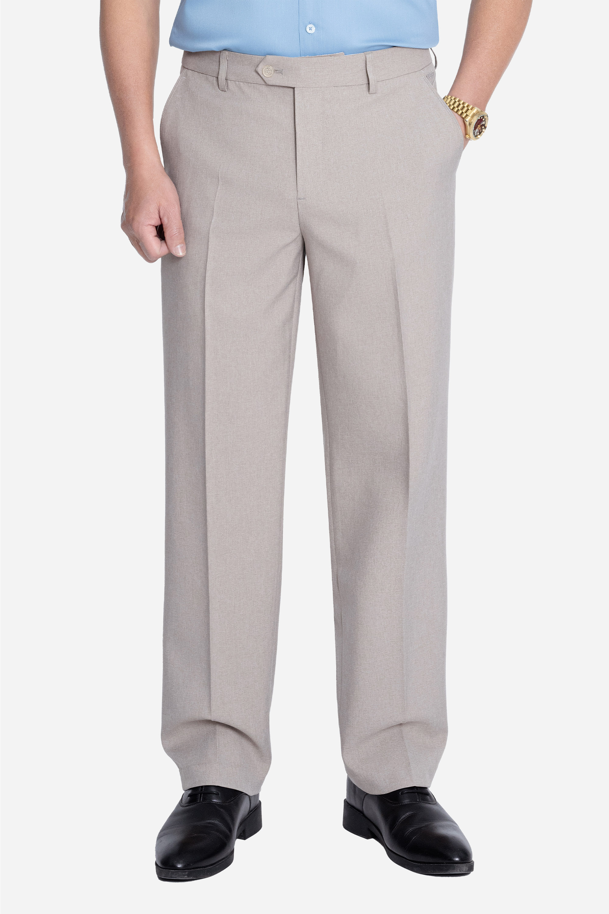 Quần Âu 0 Li Nam Trung Niên ANCHI Chất Liệu Cafe Phom Suông Ống Rộng Màu Be