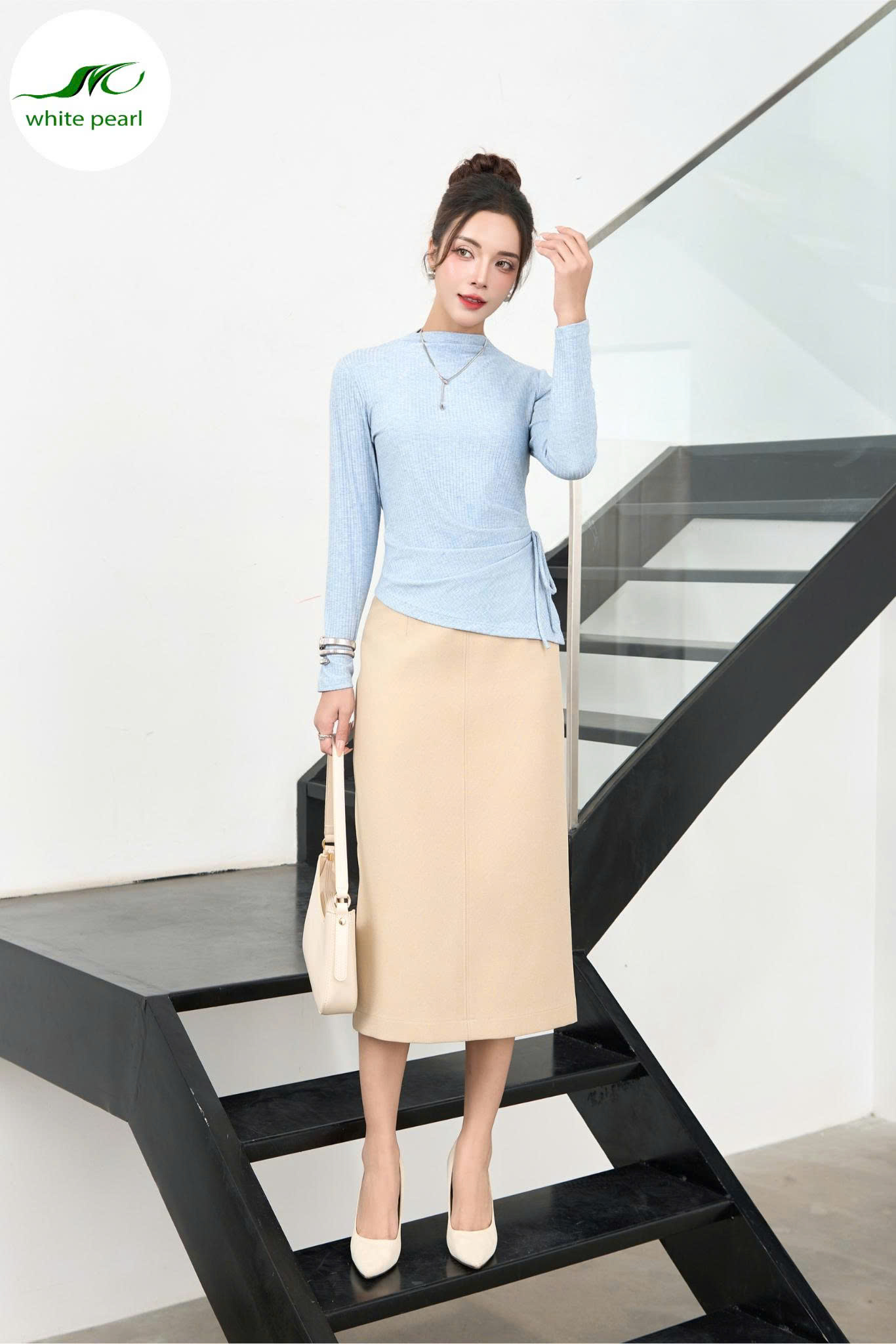 Áo thun dún eo Thời Trang Công Sở Nữ White Pearl_thumbnail_1