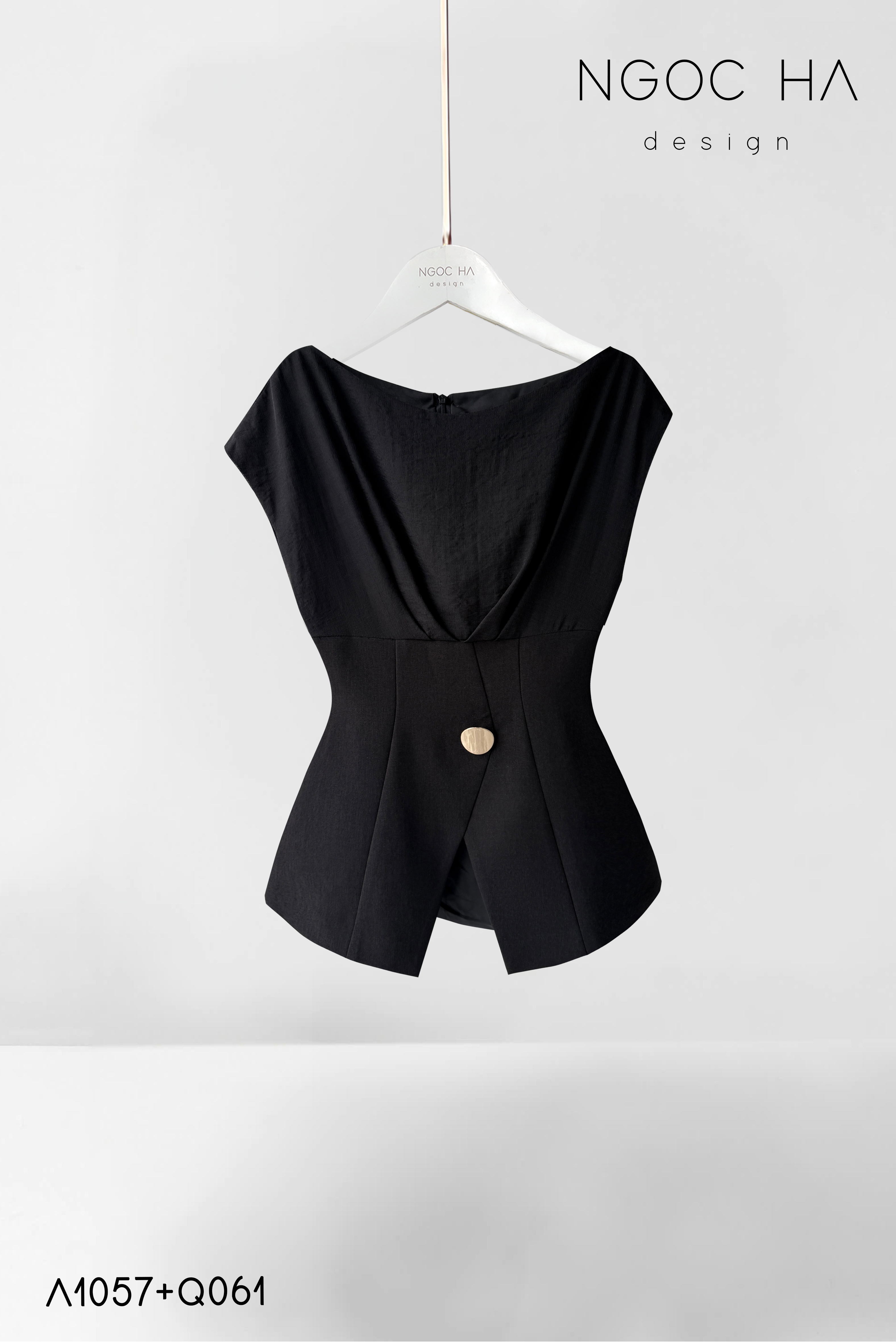 Jenny Top_ Áo Mix Tơ Thân Bổ Mảnh Vạt Chéo Màu Đen A1057_thumbnail_1