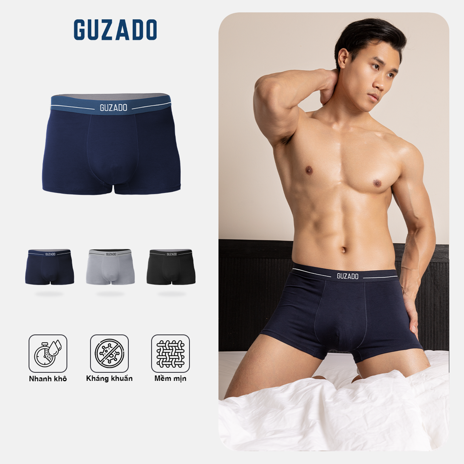 Quần Lót Boxer Guzado Chất Liệu Thông Hơi Cao Cấp GBX03