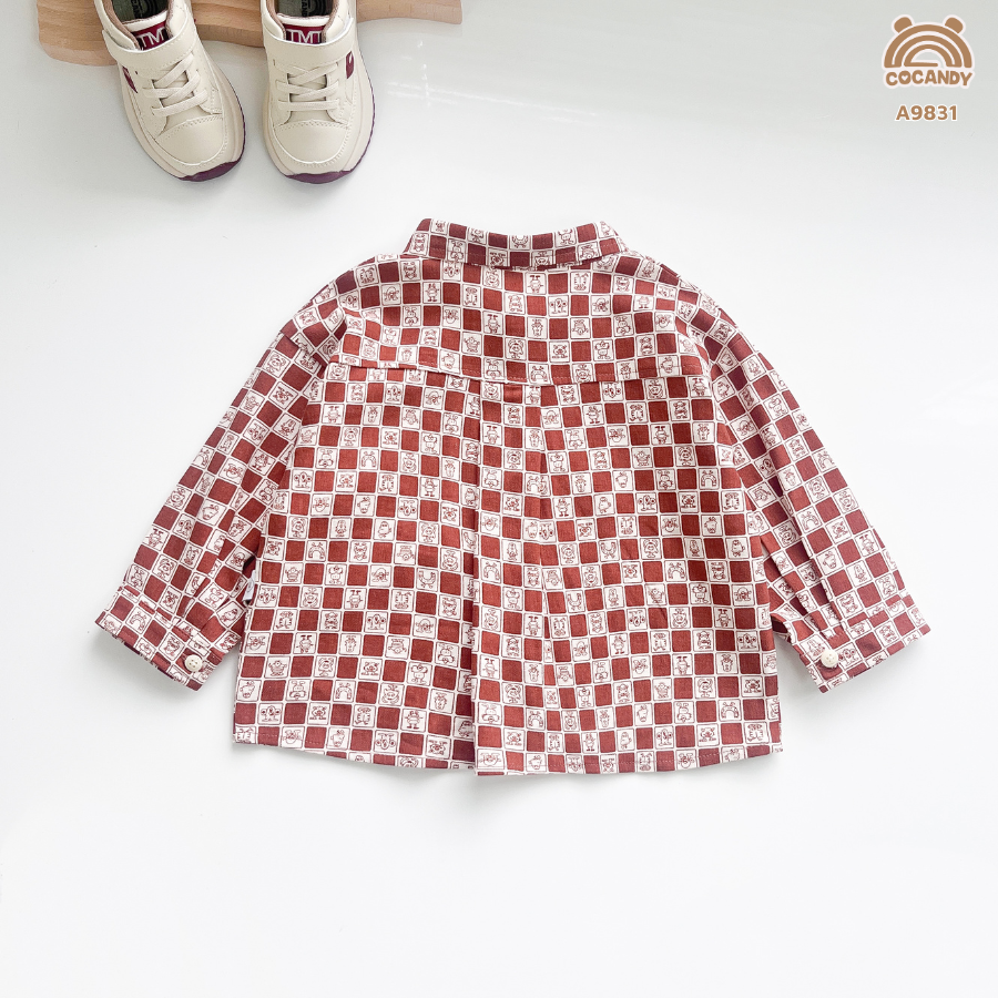 Áo dài ĐỎ sơ mi họa tiết ô vuông_thumbnail_4