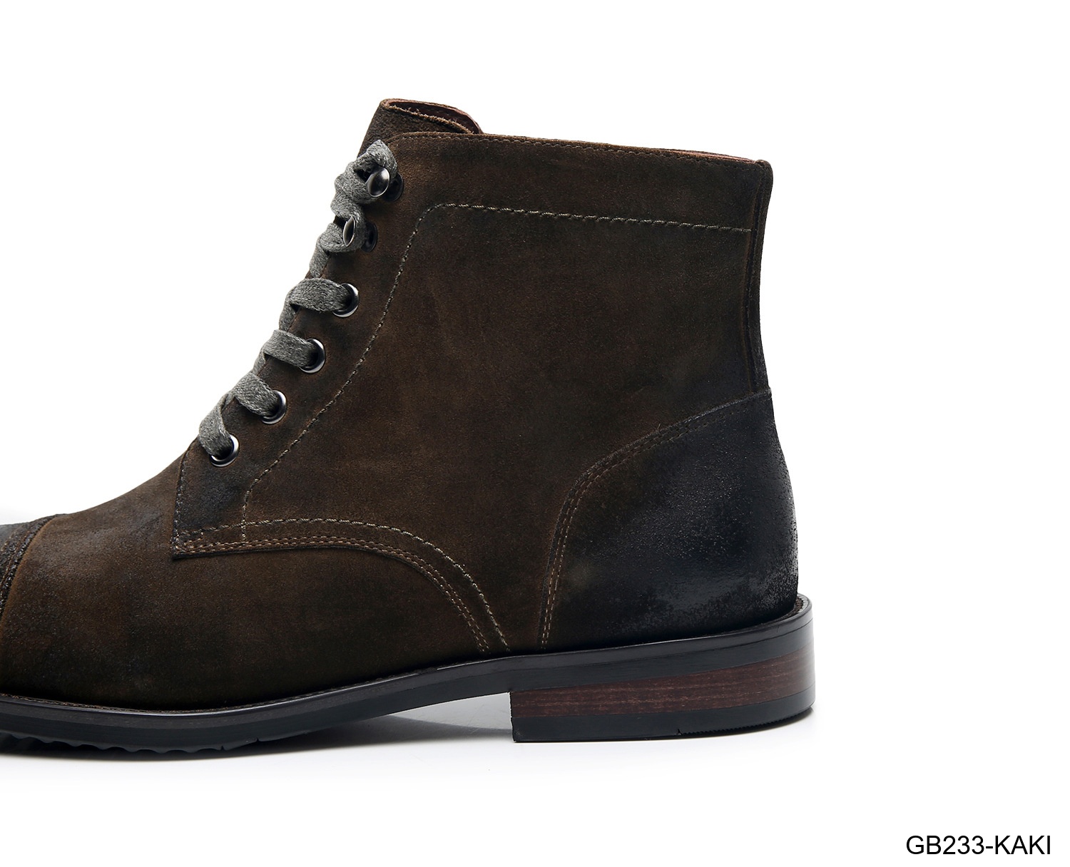 GB233 - Giày Boots Martin Nam Da Bò Phong Cách Anh, Đế Cao Su Chống Trượt, Màu Đen Kaki_thumbnail_26