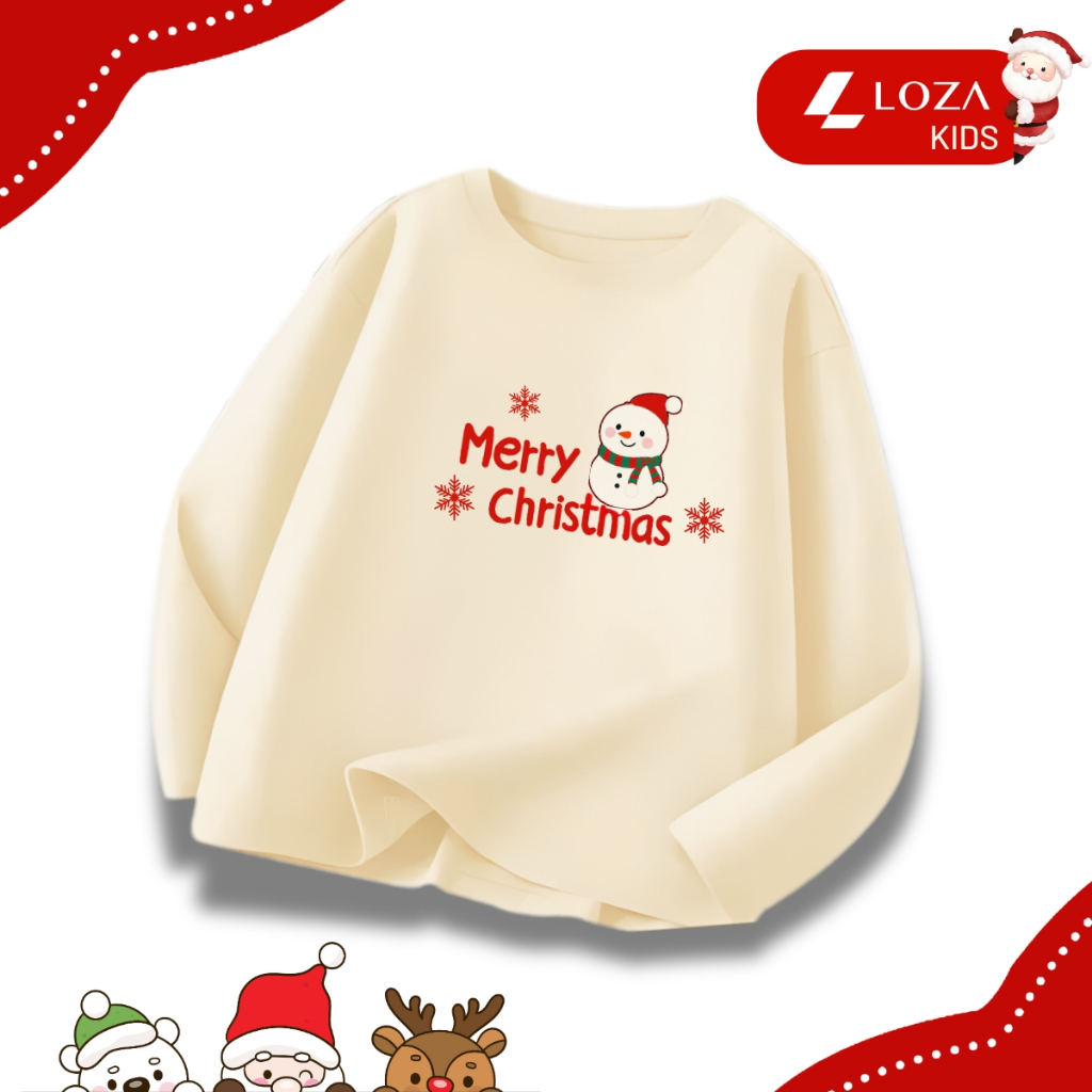 Áo thun dài tay bé trai, bé gái in hình Noel cho bé từ 15-40kg - Áo thu đông trẻ em Loza Kids - KT010_thumbnail_11