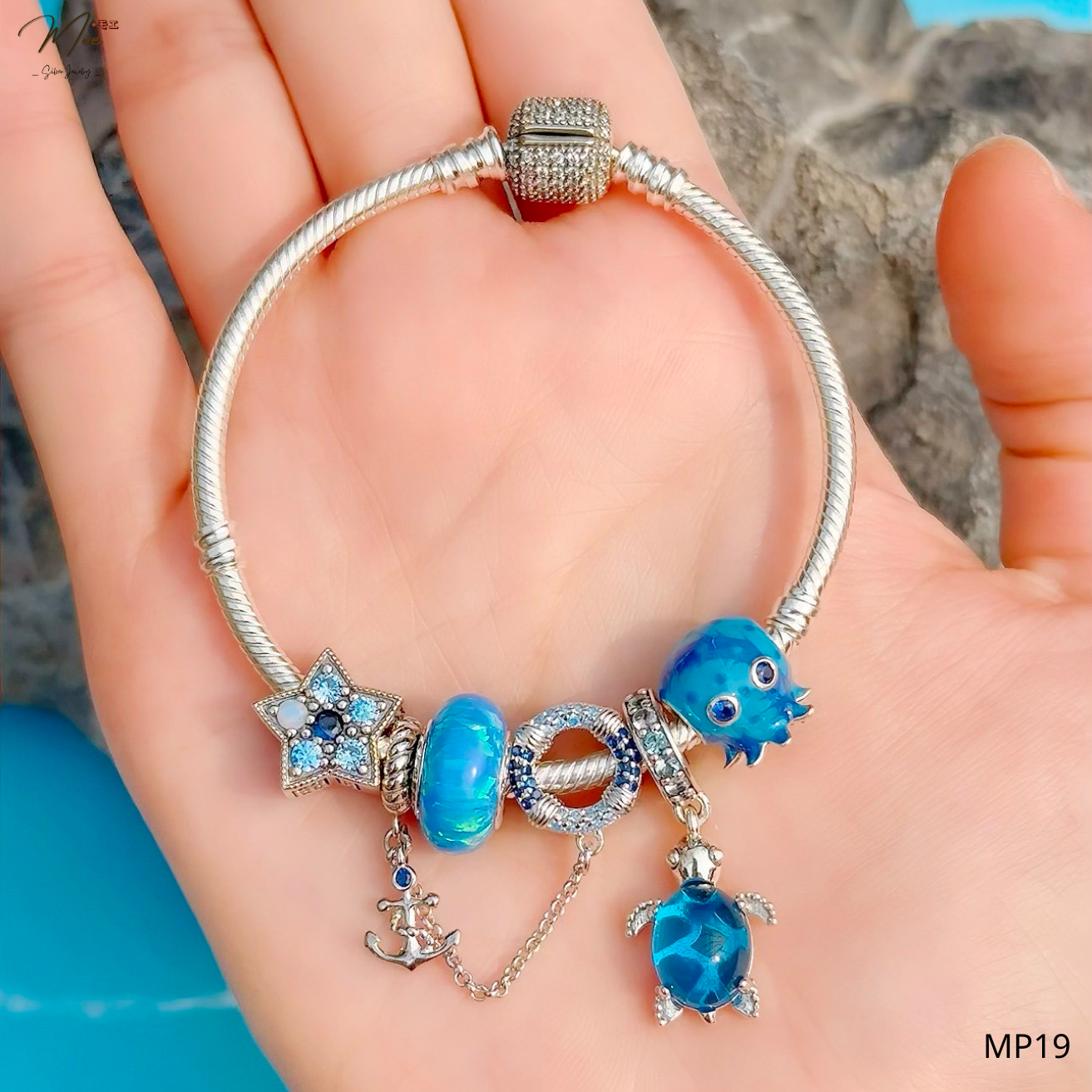 LT575 - Vòng Pandora rùa biển xanh dương