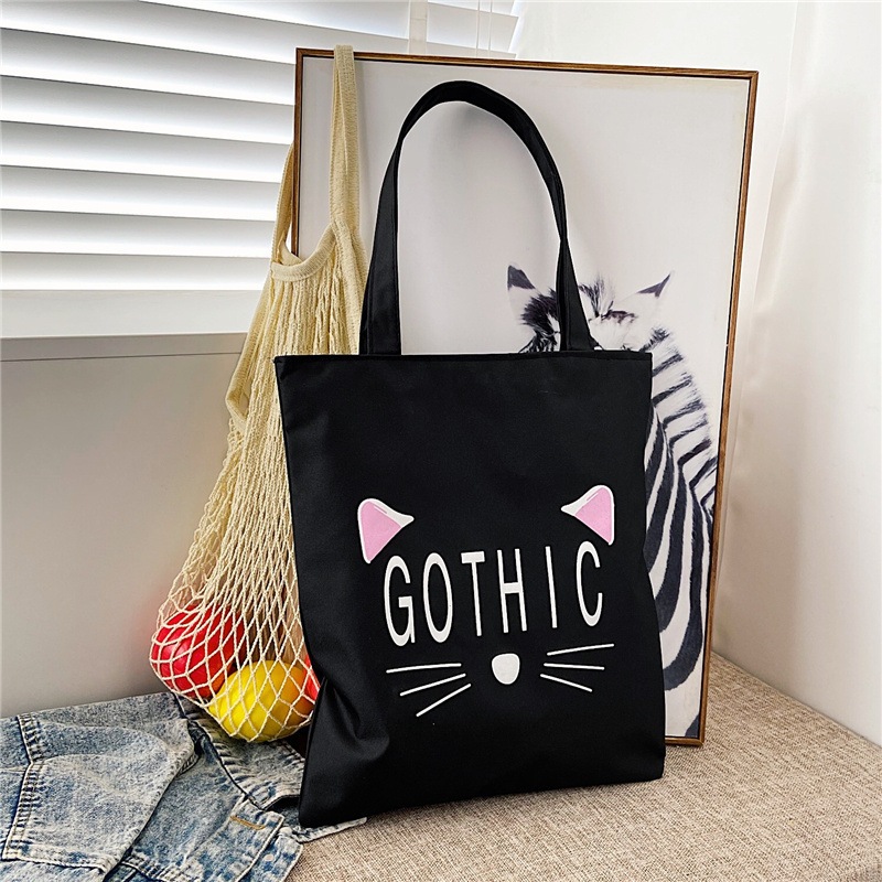 Túi tote vải canvas màu đen phong cách Hàn Quốc kích thước 33x37cm đựng vừa A4  - TOTE03_thumbnail_5