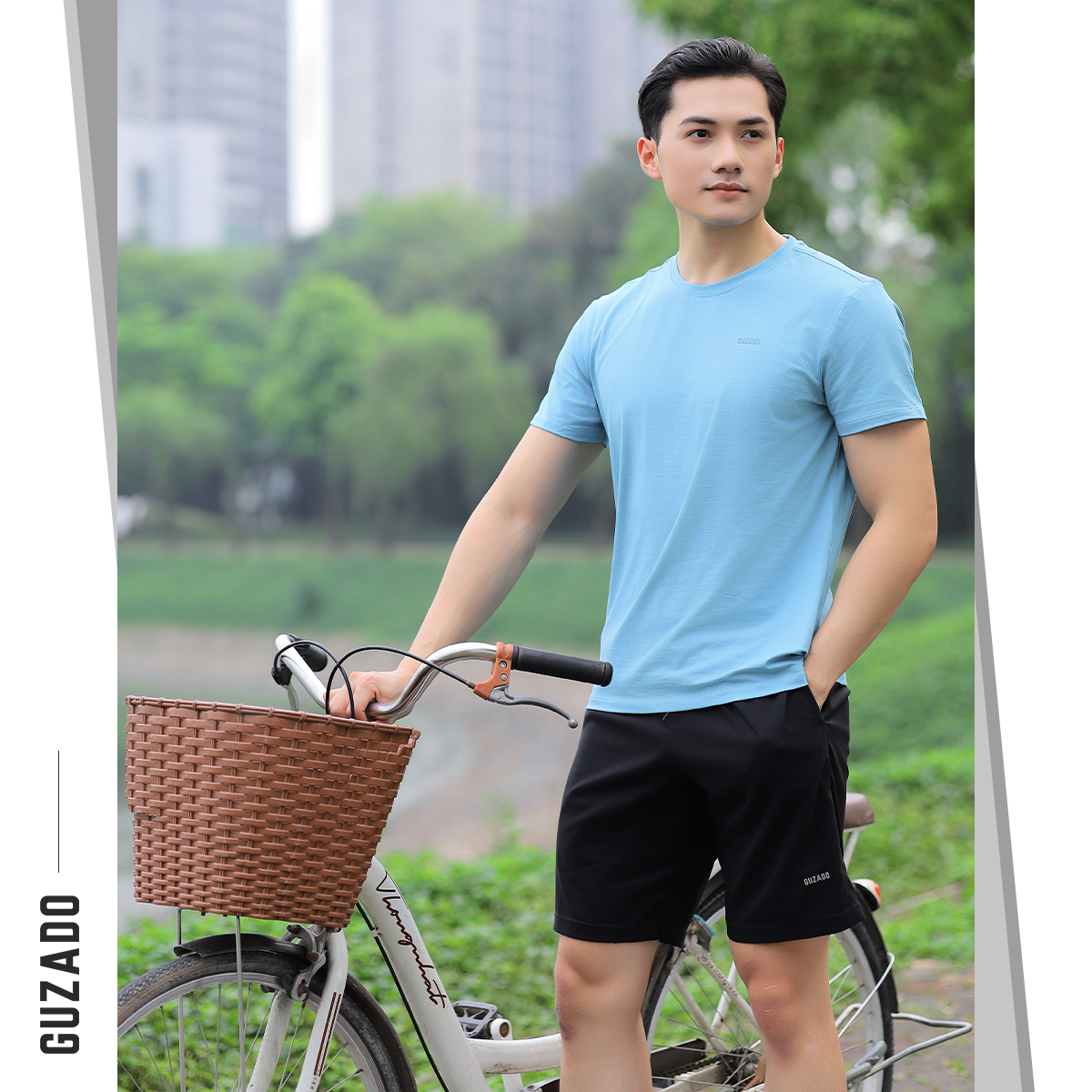 Đồ Bộ Guzado Áo Cotton Kết Hợp Quần Gió Basic  BTS03_thumbnail_15