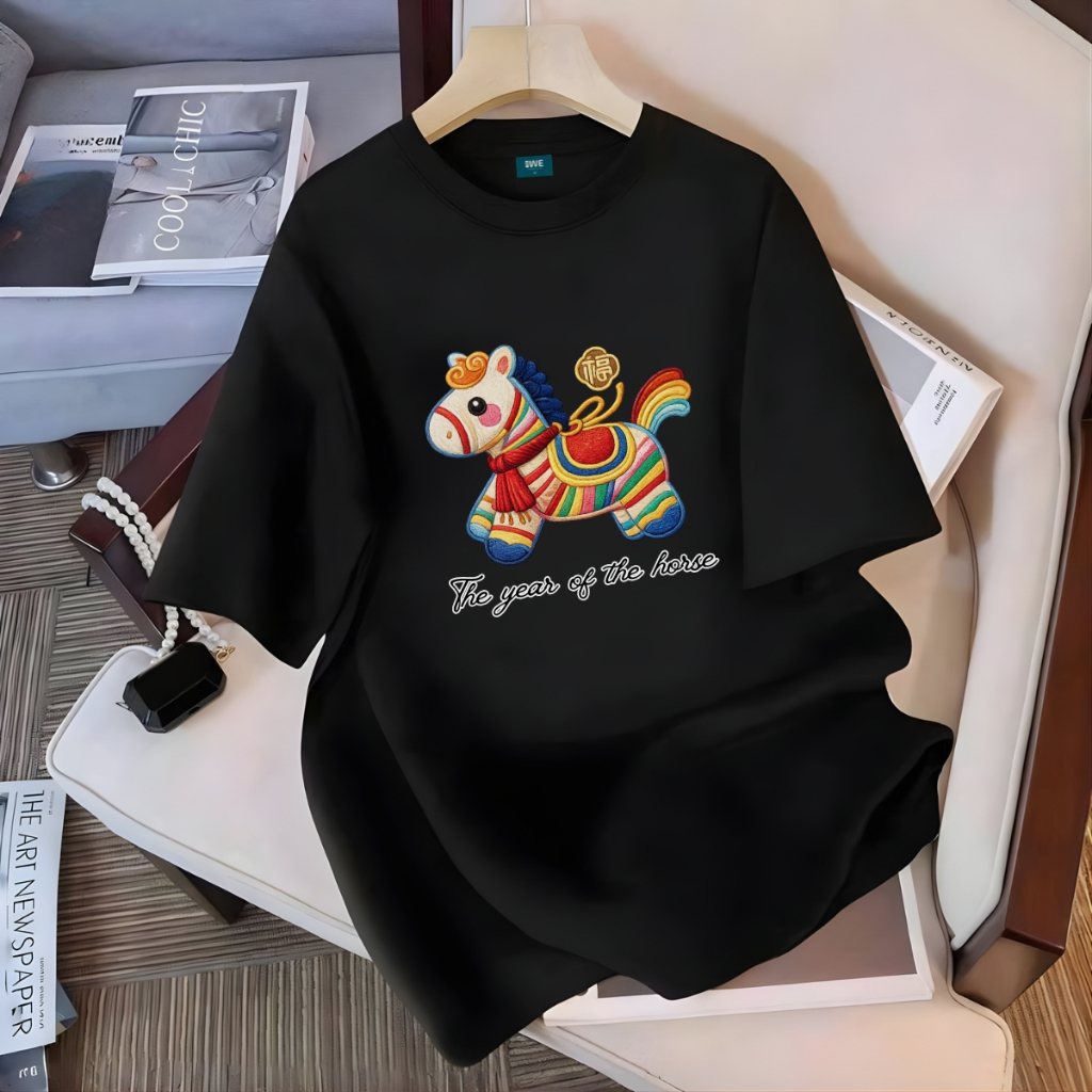 Áo thun Tết 2026 in hình ngựa sắc màu The year of the horse dáng oversize local brand WETEE - WU1125_thumbnail_3