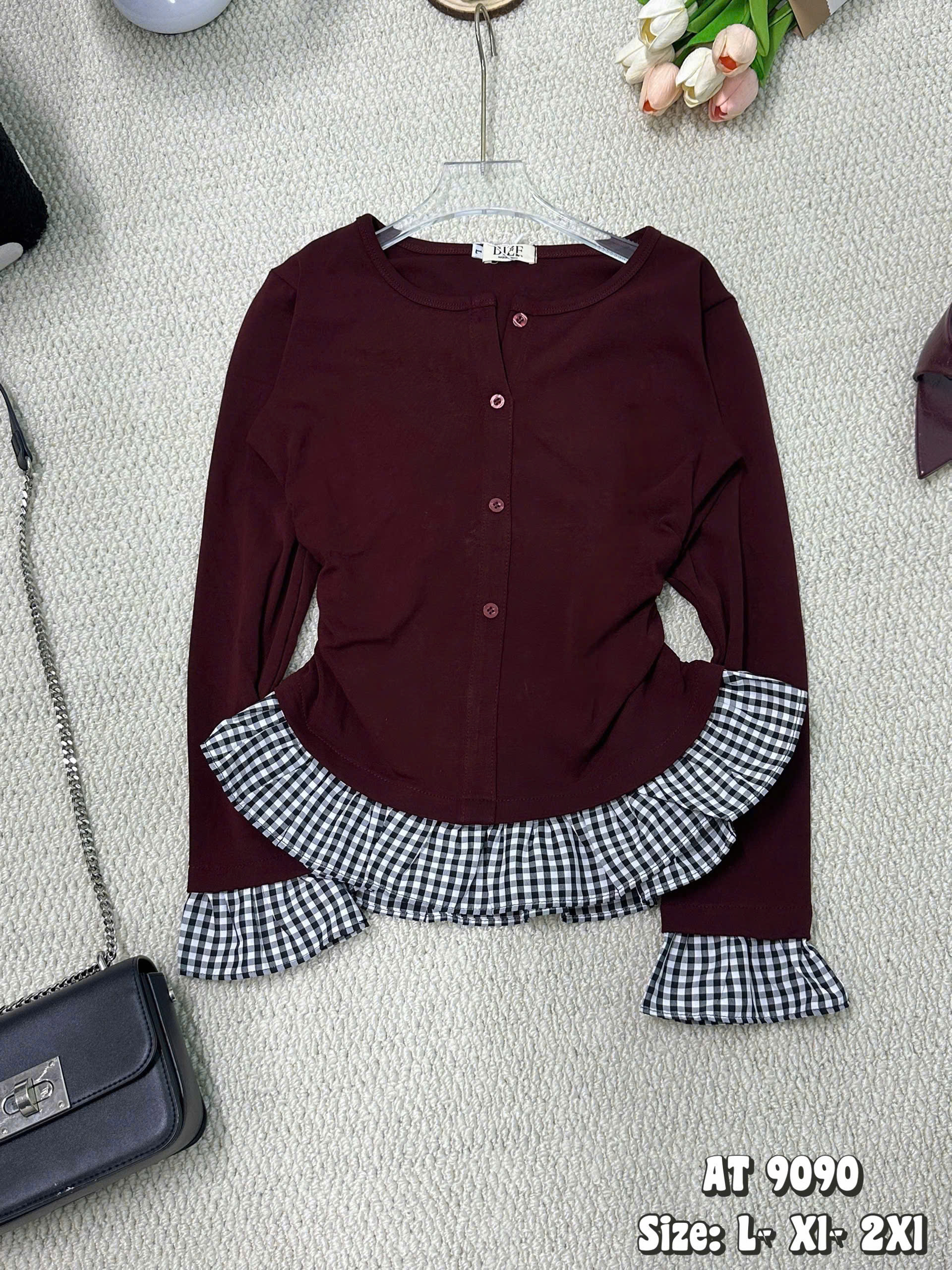 BIGSIZE - ÁO PHỐI CARO BÈO VIỀN T-AT9090_thumbnail_3