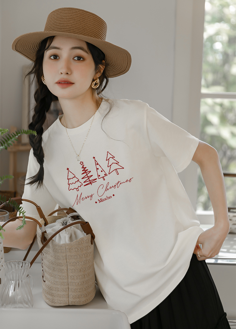 Áo thun nữ giáng sinh noel form vừa regular vải cotton 4c thoáng mát 1762 Miucho Chic Chic in mix_thumbnail_4