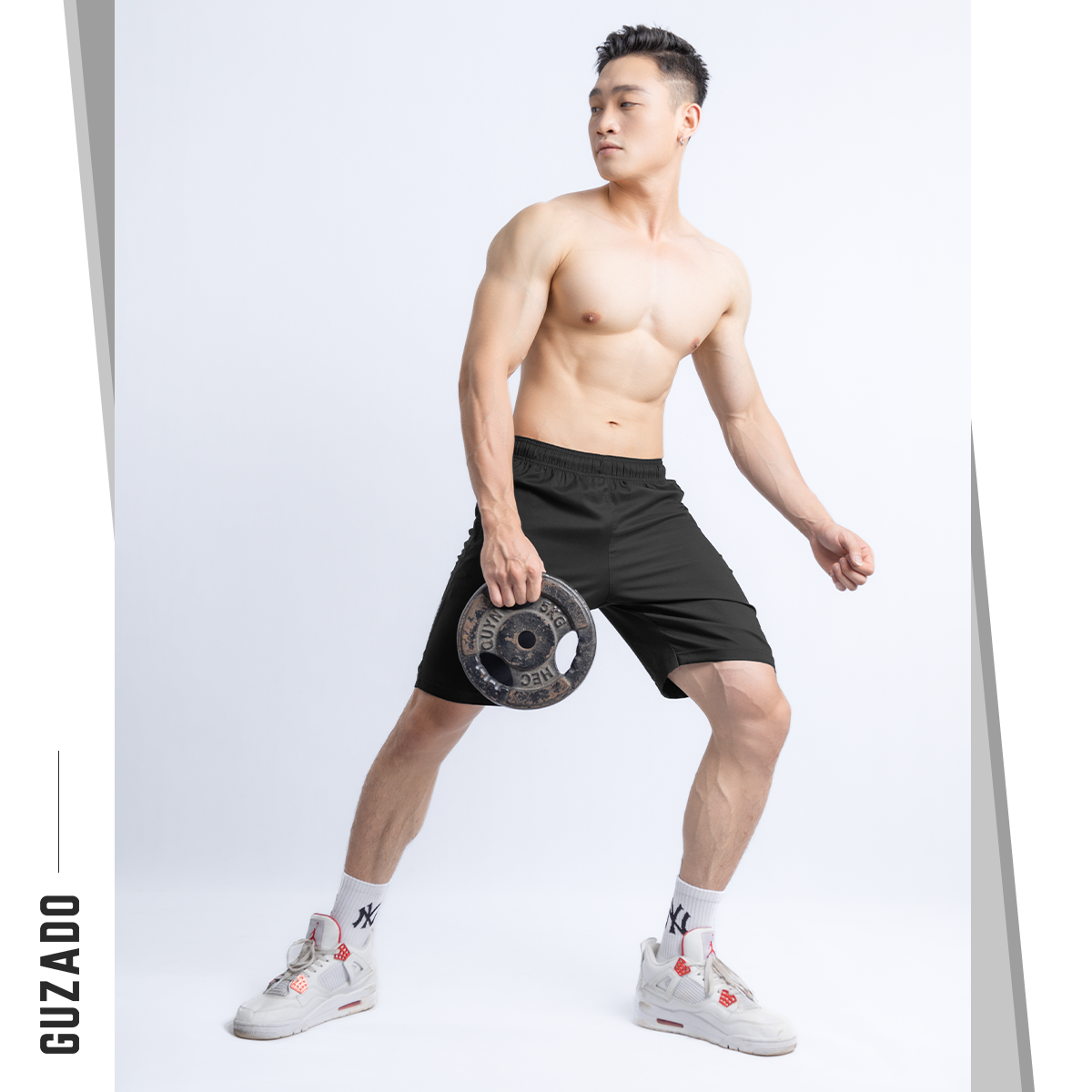 Quần Đùi Nam GUZADO Vải Gió Thể Thao Cạp Chun Co Giãn GSR01