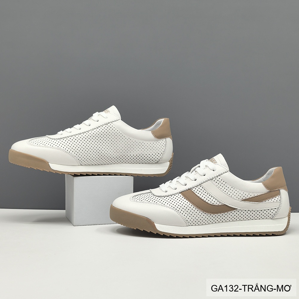 GA132 - Giày Sneaker Nam Phong Cách Hàn Quốc Đế Bằng Thoáng Khí Màu Trắng Xanh Lam & Trắng Mơ_thumbnail_9