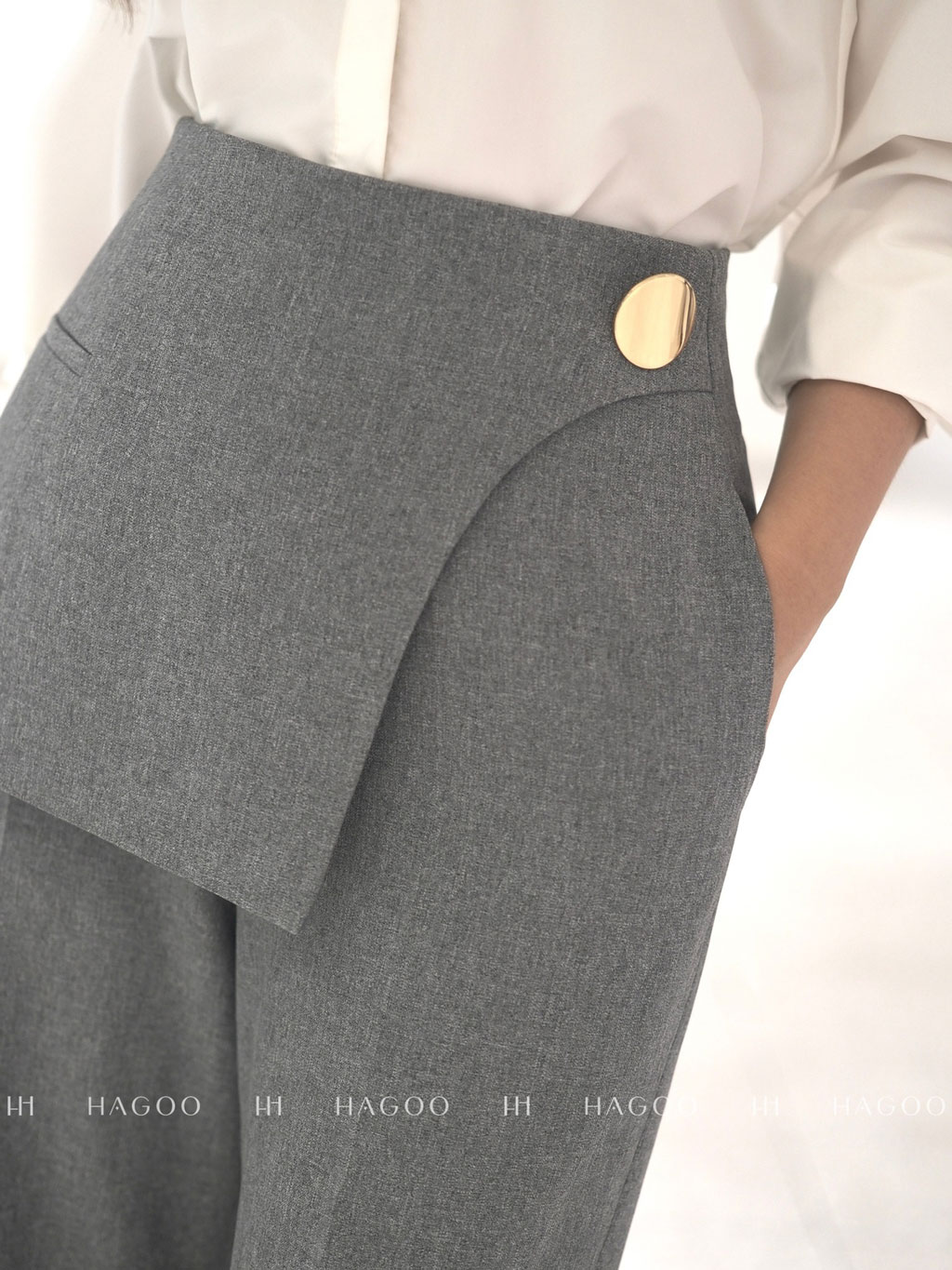 Quần suông vạt chéo cúc đồng HAGOO_thumbnail_2