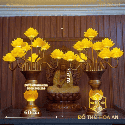 Kích thước đèn thờ lưu ly 9 bông