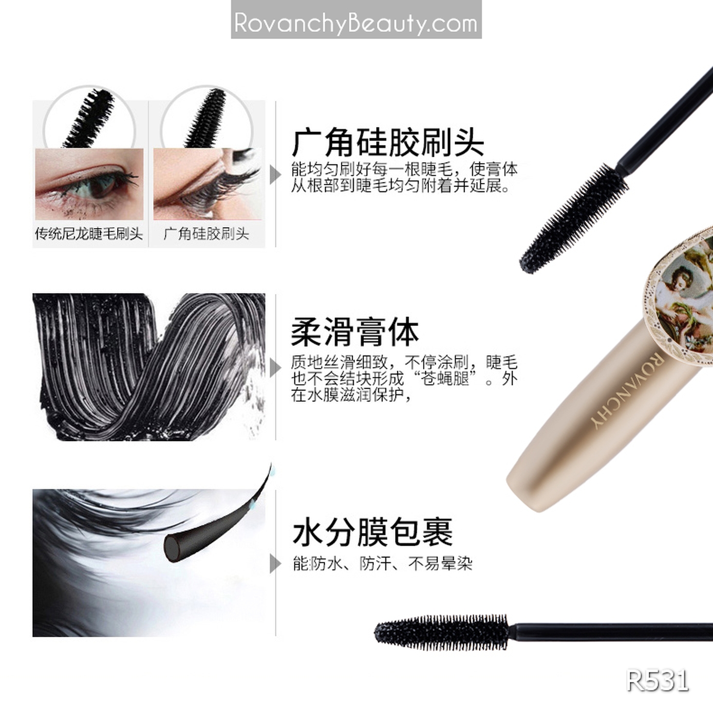 Mascara R531 ROVANCHY Angel - Kéo dài mi tự nhiên, không lem, chống nước hiệu quả_thumbnail_16