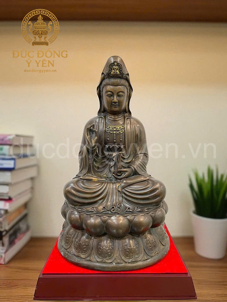 Tượng Phật Quan Âm bằng đồng vàng hun màu  giả cổ_thumbnail_2