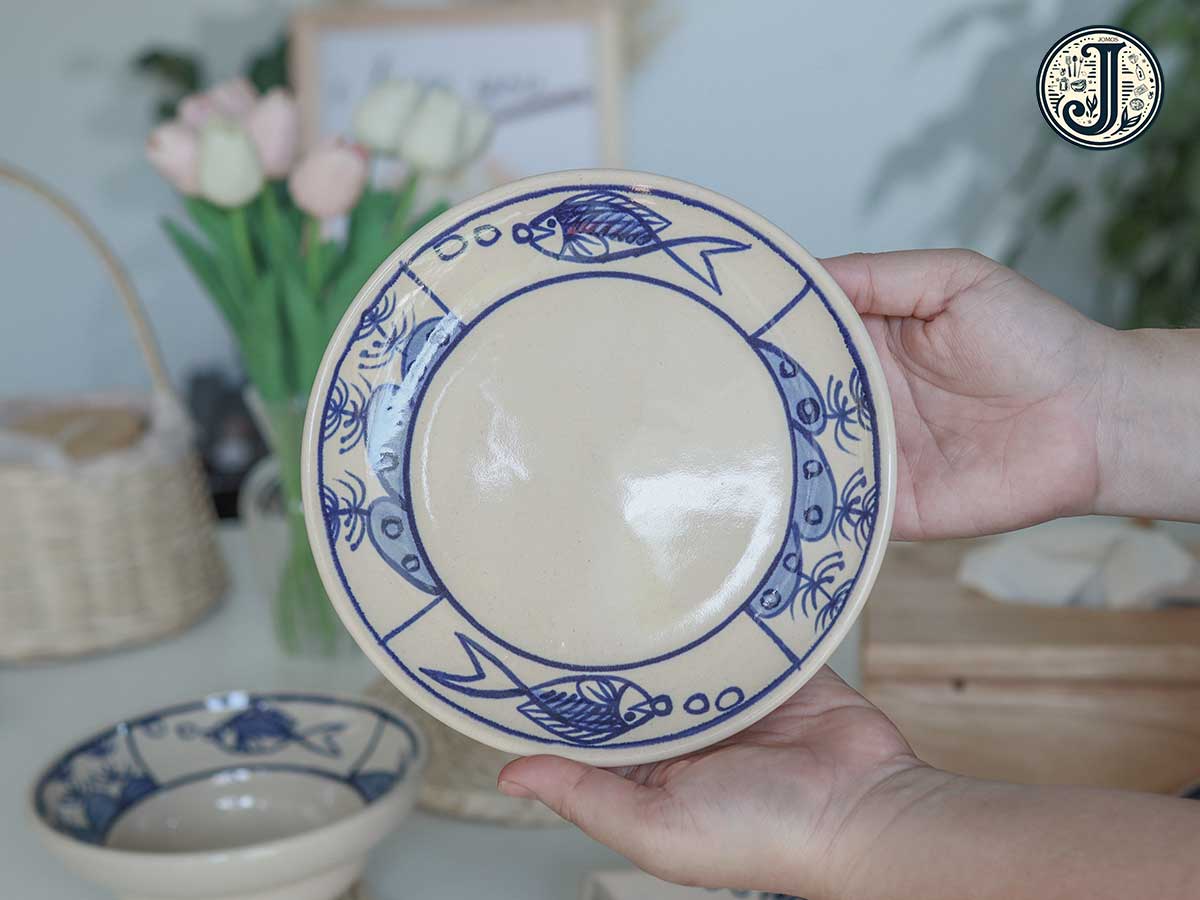 Dĩa cạn gốm 18cm Lái Thiêu cao cấp Cá J000298_thumbnail_2