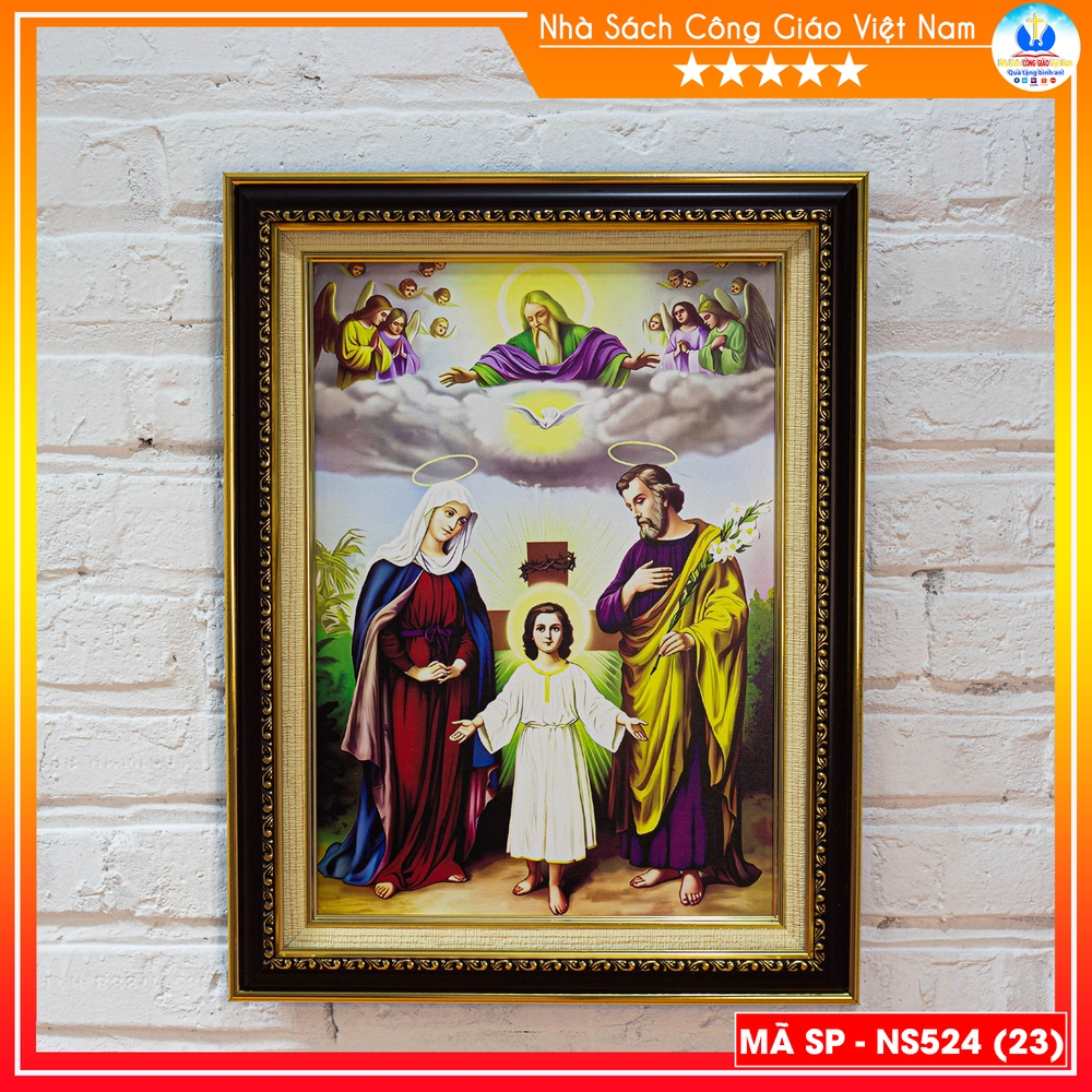 Tranh Canvas cao cấp Gia Đình Thánh Gia mẫu 9 - Quà tặng Công Giáo - In hình theo yêu cầu - NS524-9_thumbnail_1