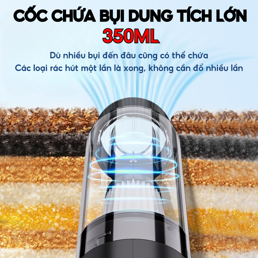 Máy Hút Bụi Cầm Tay HOKU Không Dây, Hút Bụi Giường, Ô Tô, Lực Hút 25000PA Hút Liên Tục 30 Phút_thumbnail_6