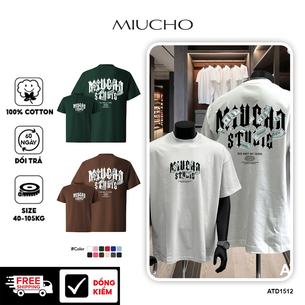 Áo phông form rộng basic local brand ATD1512 Miucho Iconic vải cotton thoáng mát cổ tròn in graphic_thumbnail_1