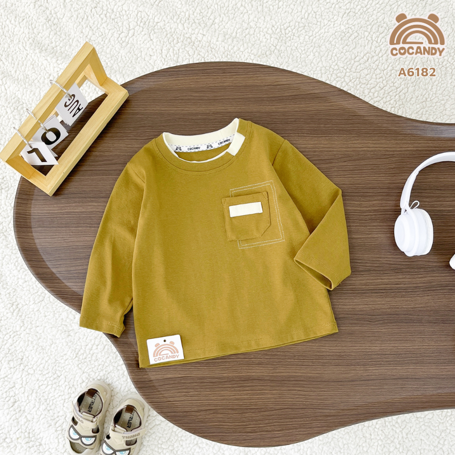 Áo dài RÊU cổ kép phối BE túi ngực_thumbnail_3