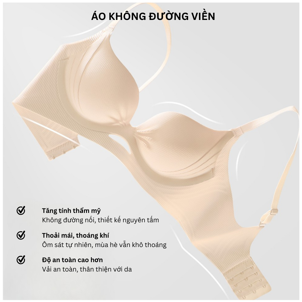 Vikam store [Mã B71] Áo Ngực Nữ Su Đúc Mềm Mại Cao Cấp Áo Lót Nữ Mút 2Cm Nâng Dẩy Không Gọng Vikam Size 34-38 Màu Đen Trắng Hồng_thumbnail_6