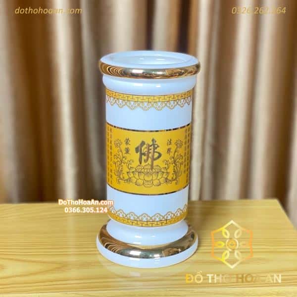 Ống Hương Sứ Bát Nhã Tâm Kinh Vàng