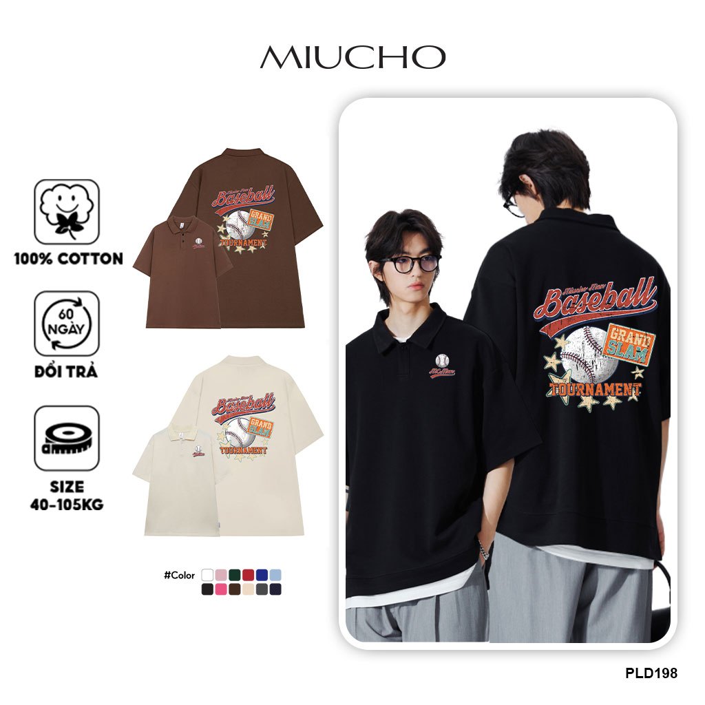 Áo polo nam form rộng đẹp PLD198 Miucho Man tay lỡ vải cotton mềm mại cho nam in Mix_thumbnail_1