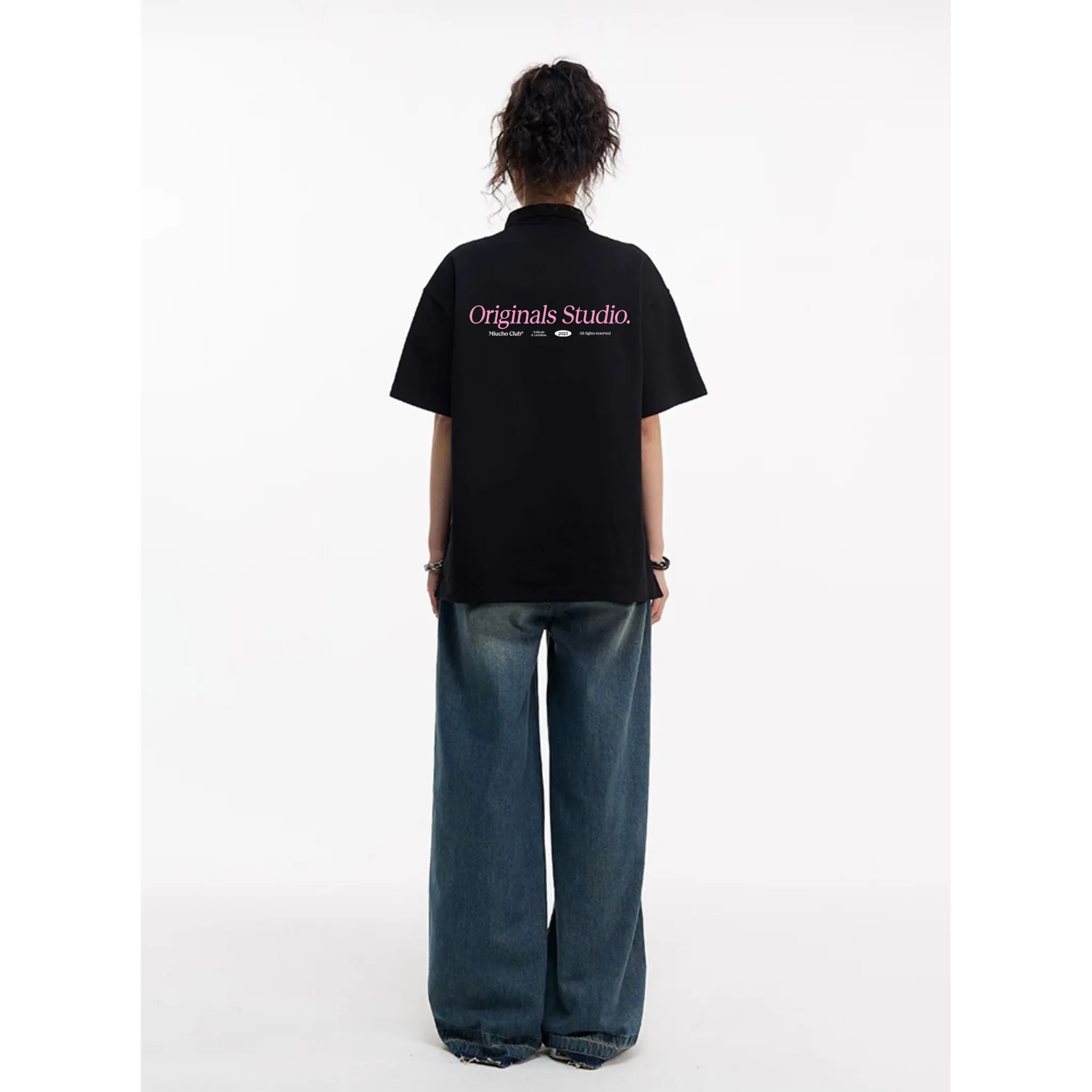 Áo polo nam nữ form rộng 2479 Miucho tay ngắn cổ trụ vải cotton thoáng mát in typography_thumbnail_6