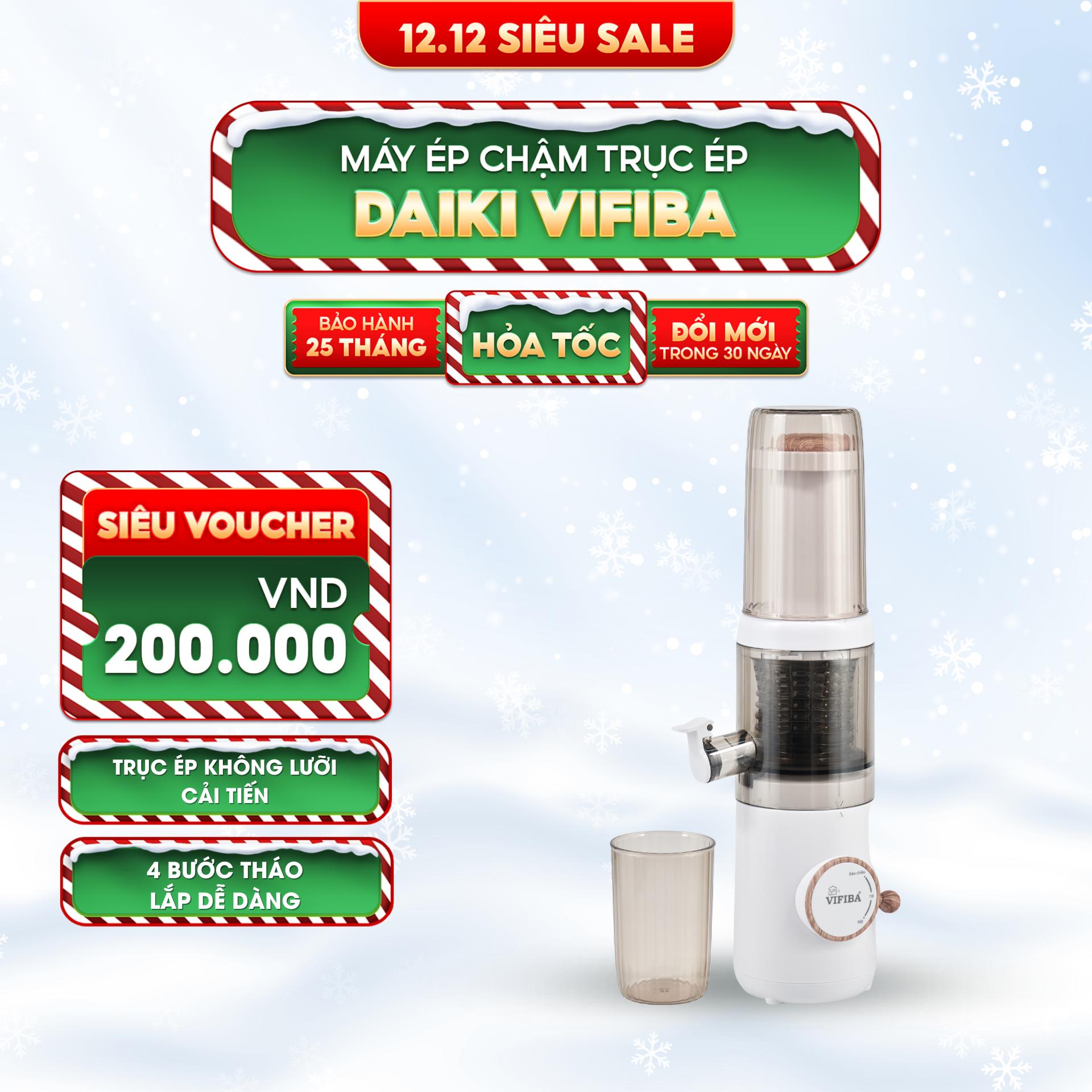 Máy Ép Chậm Daiki Vifiba - MUA 1 TẶNG 1