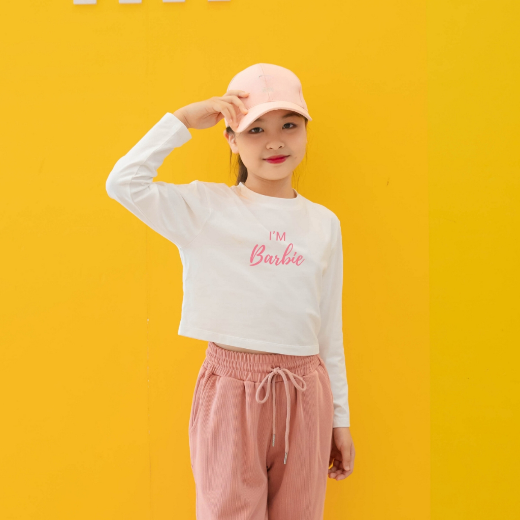 Áo croptop tay dài cho bé gái in chữ i'm baby chất cotton - Áo croptop dài tay bé gái Loza Kids CG2810_thumbnail_2